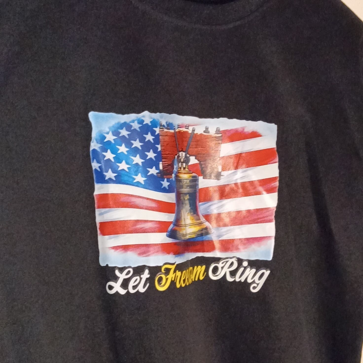 Fourth Of July Let Freedom Ring Black Long Sleeve Dry Fit Shirt Men’s Large - Thumbnail 8