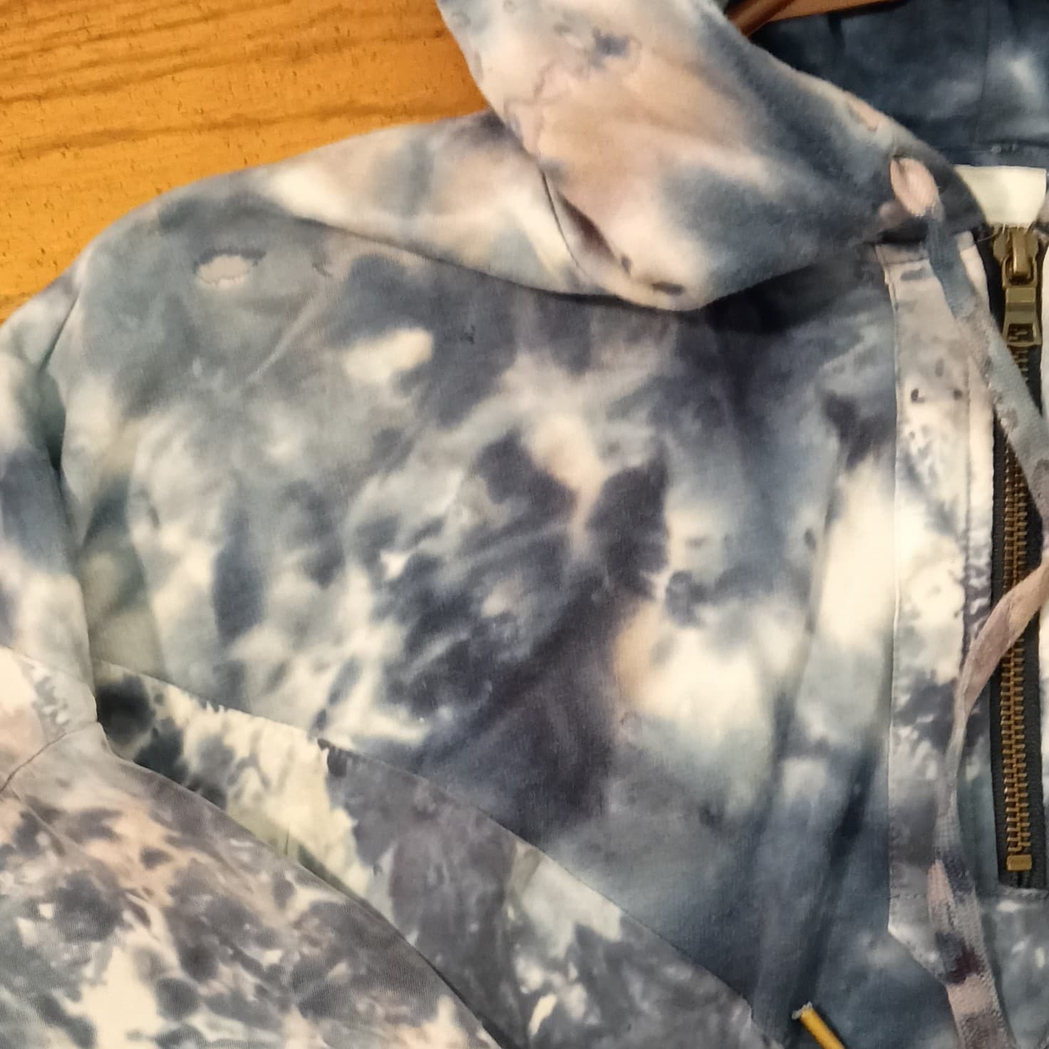 PINK Victoria's Secret Tie-Dye Half Zip Pullover Hoodie Blue/White Women's M - Thumbnail 4