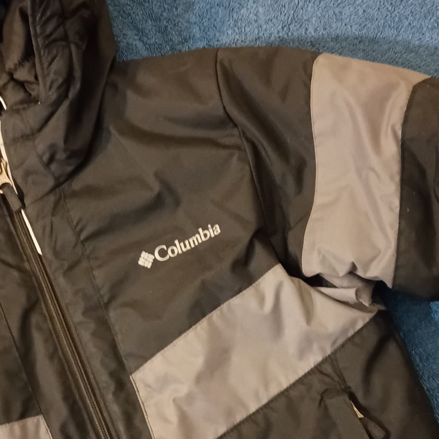 Columbia Outgrown Boys XS Hooded Full Zip Puffer Jacket Black Gray Colorblock - Thumbnail 10