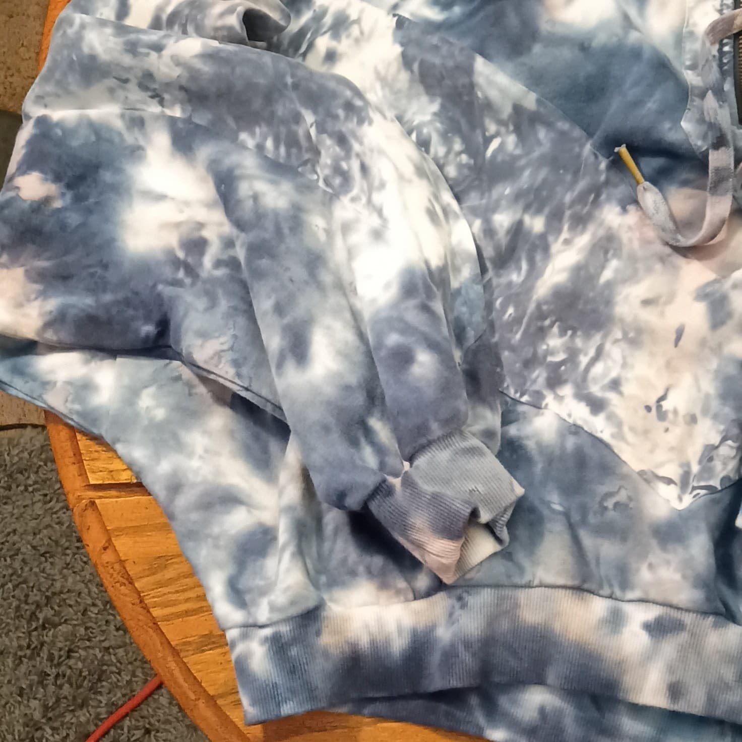 PINK Victoria's Secret Tie-Dye Half Zip Pullover Hoodie Blue/White Women's M - Thumbnail 10