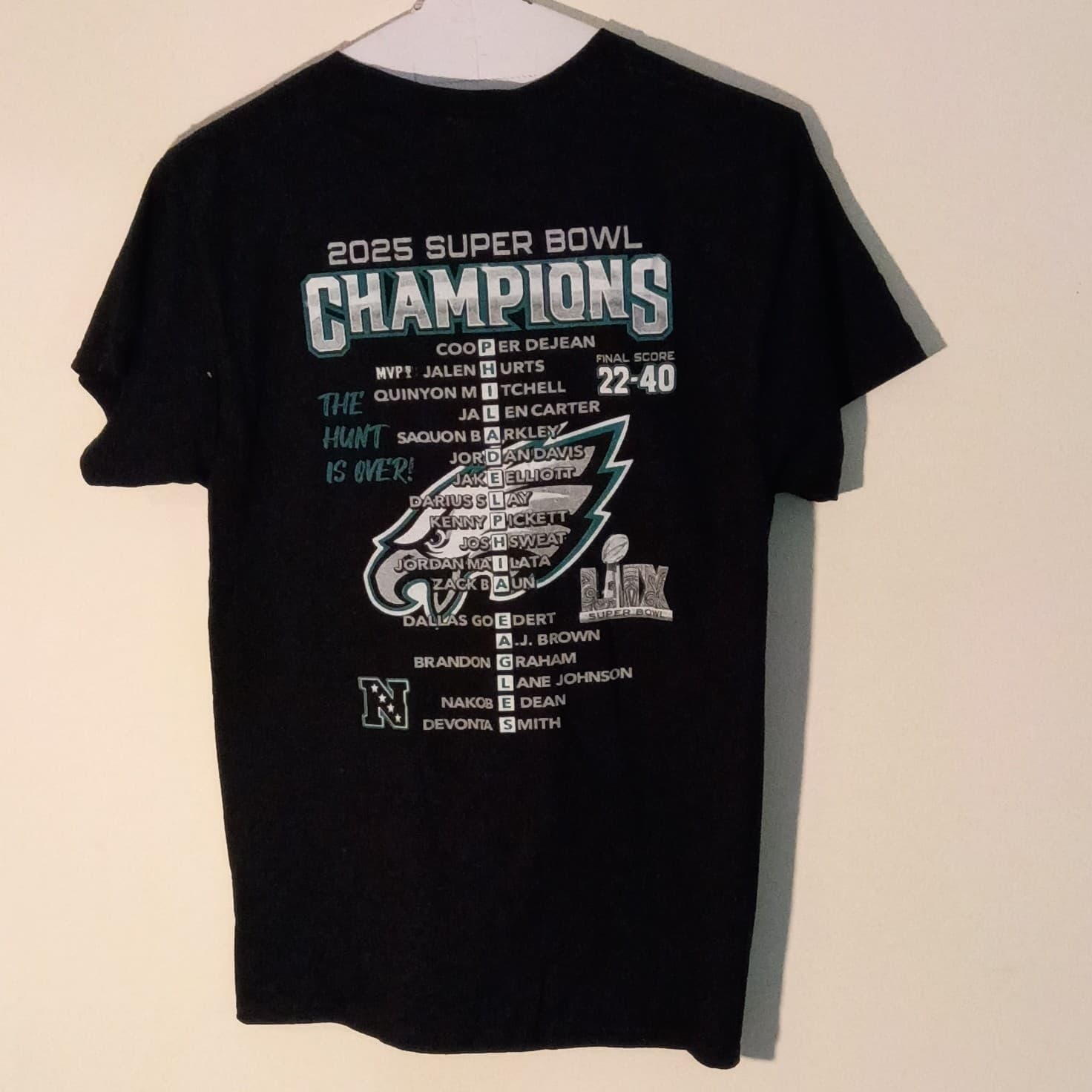 Gildan Eagles Super Bowl LIX Champs Jalen Hurts Men's L Black Tee - Thumbnail 2