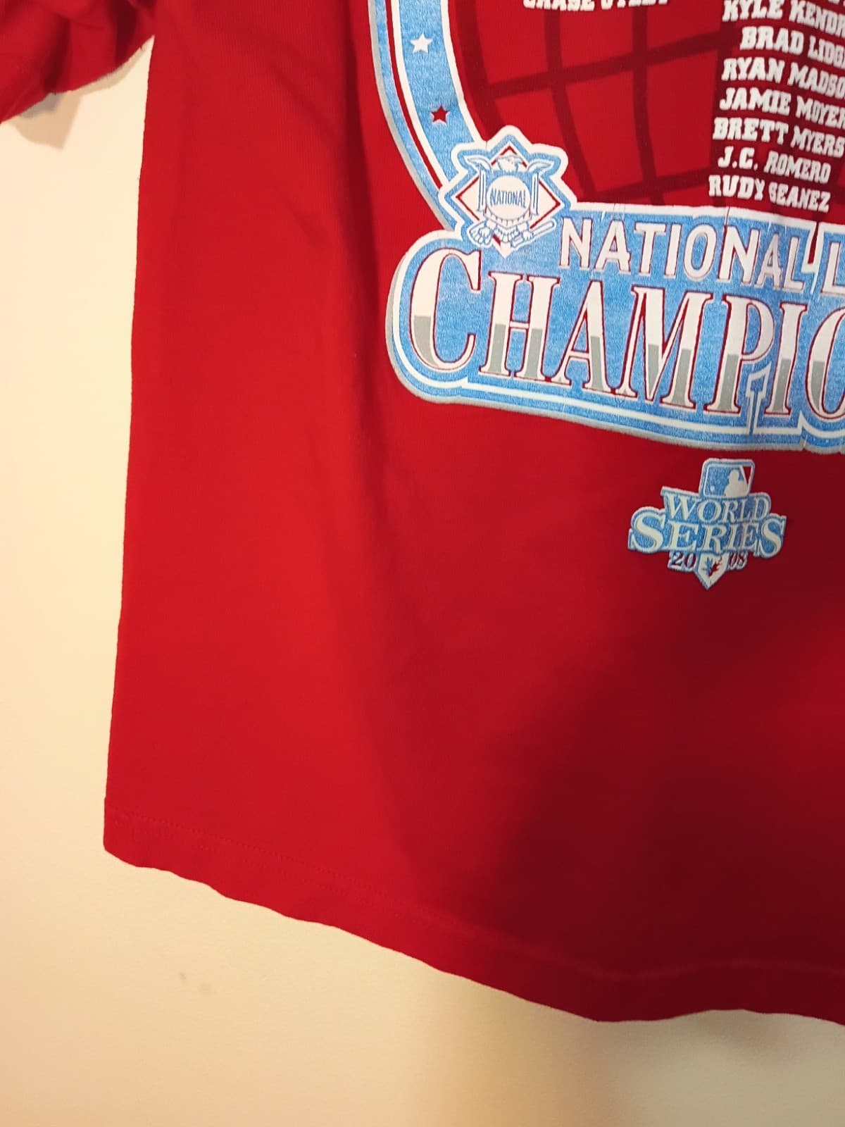 Majestic Philadelphia Phillies 2008 NL Champions MLB Red T-Shirt - Thumbnail 9