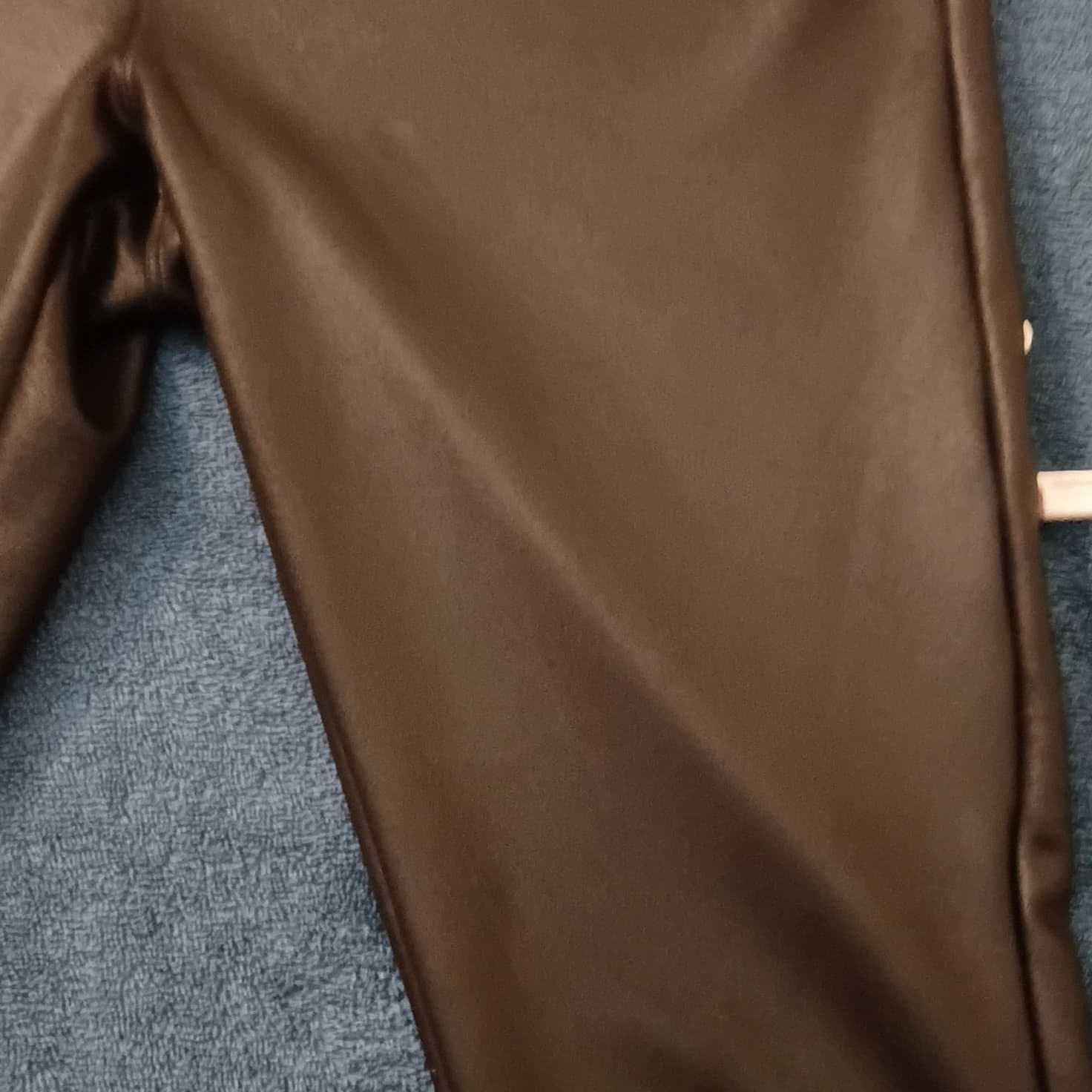 Express Women's Black Faux Leather Ankle Leggings Size L Stretch Elastic Waist - Thumbnail 6