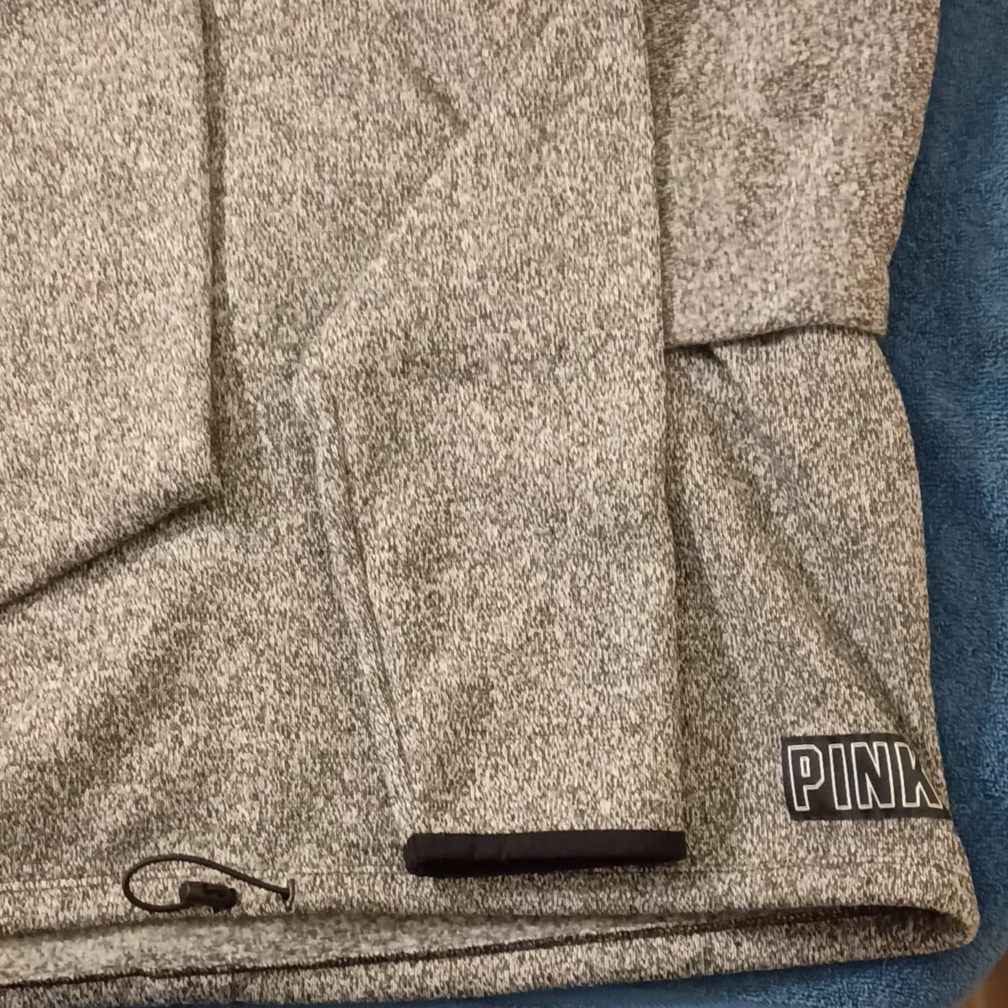 PINK Victoria's Secret Heather Gray Logo Pullover Hoodie Drawstring Women's M - Thumbnail 7