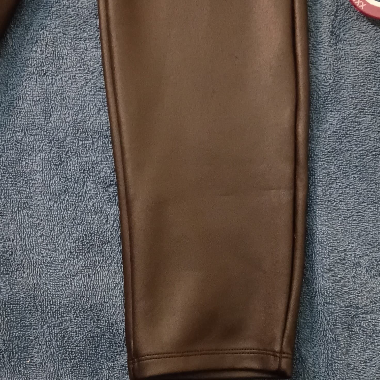Express Women's Black Faux Leather Ankle Leggings Size L Stretch Elastic Waist - Thumbnail 8