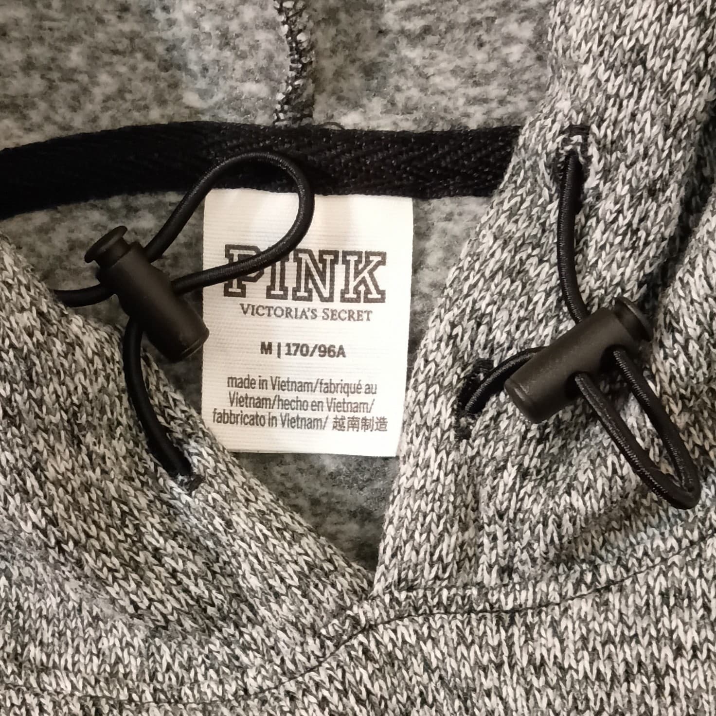 PINK Victoria's Secret Heather Gray Logo Pullover Hoodie Drawstring Women's M - Thumbnail 15