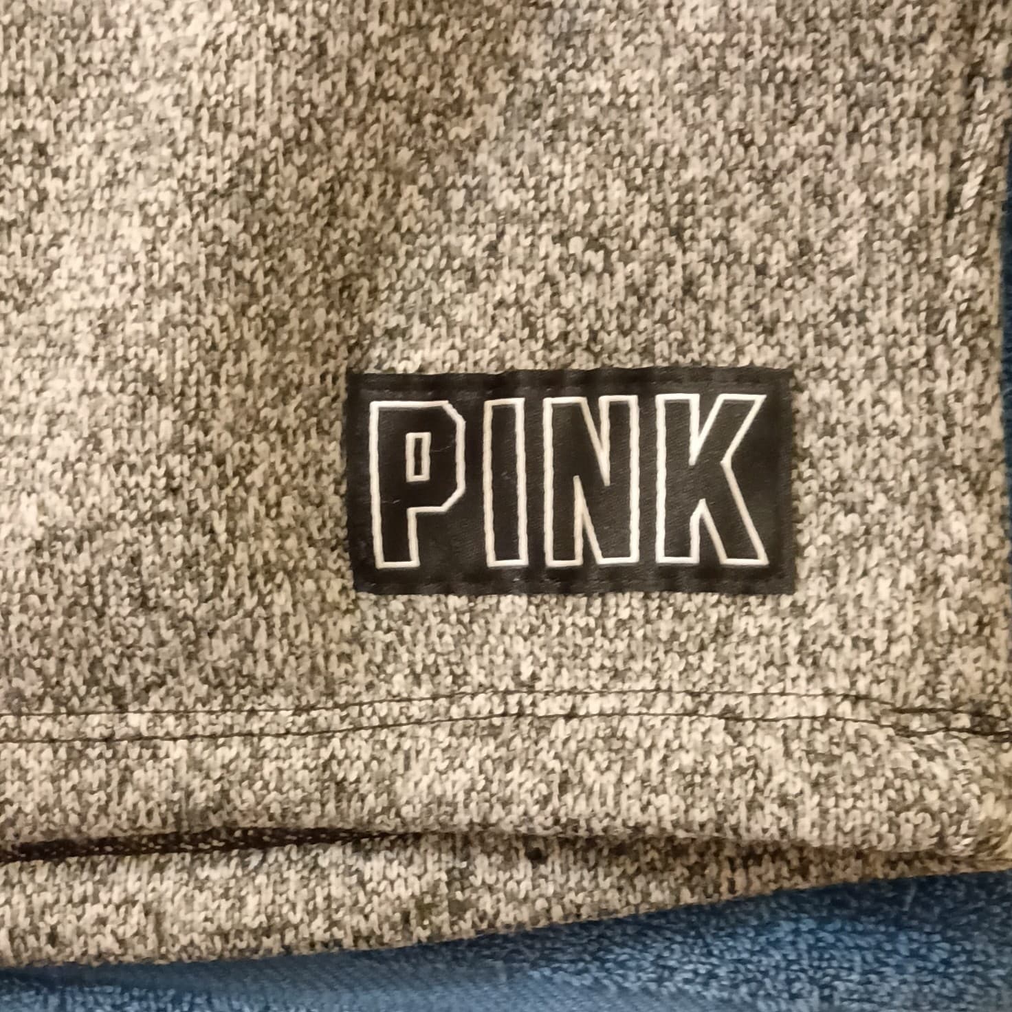 PINK Victoria's Secret Heather Gray Logo Pullover Hoodie Drawstring Women's M - Thumbnail 9