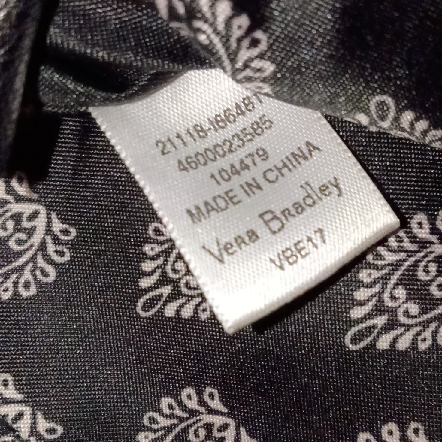 Vera Bradley Floral Satchel Top Handle Zip Closure Pockets Black Blue White - Thumbnail 14