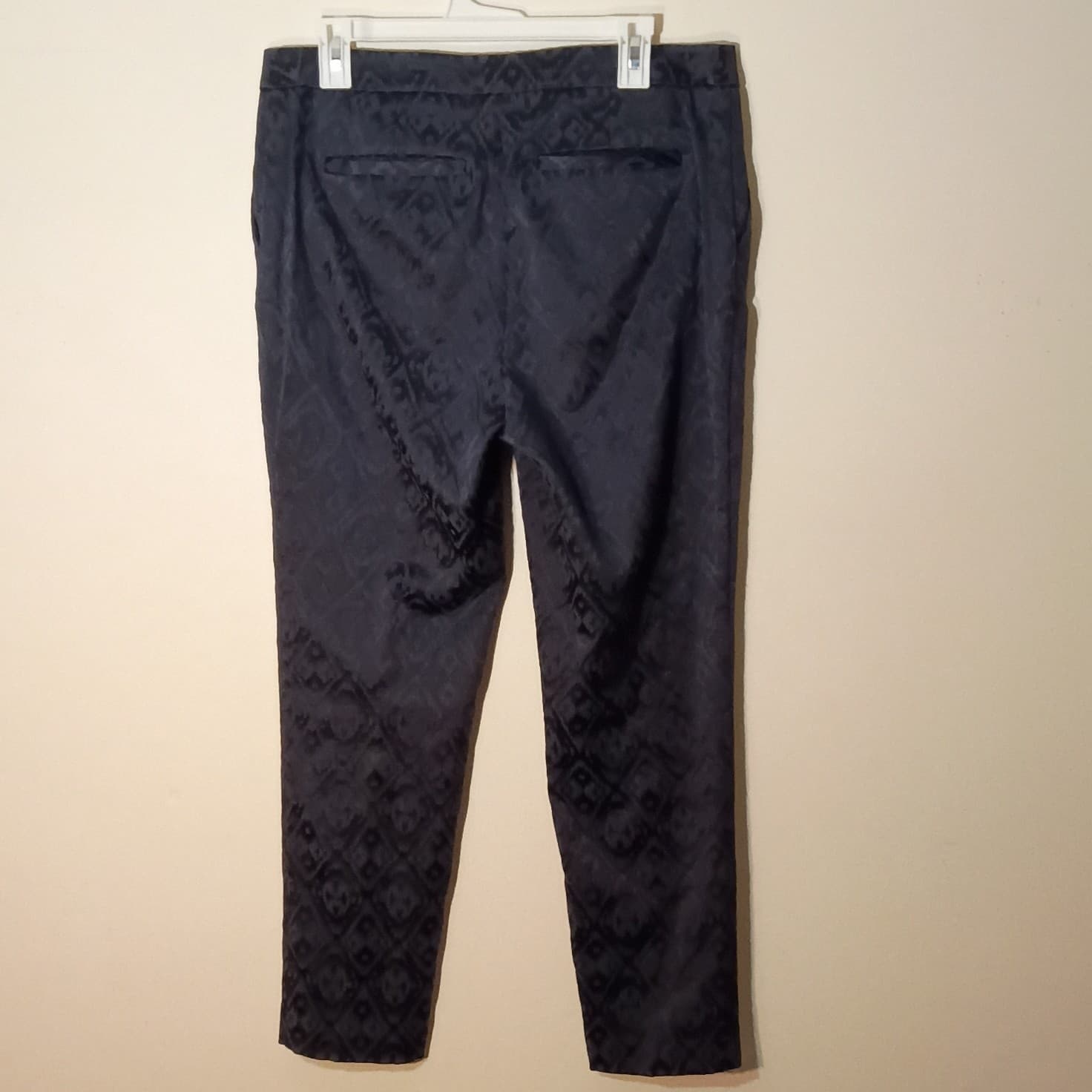 Chico's Black Jacquard Geometric Slim Skinny Ankle Pants Zip Pockets Sz 1 - Thumbnail 2