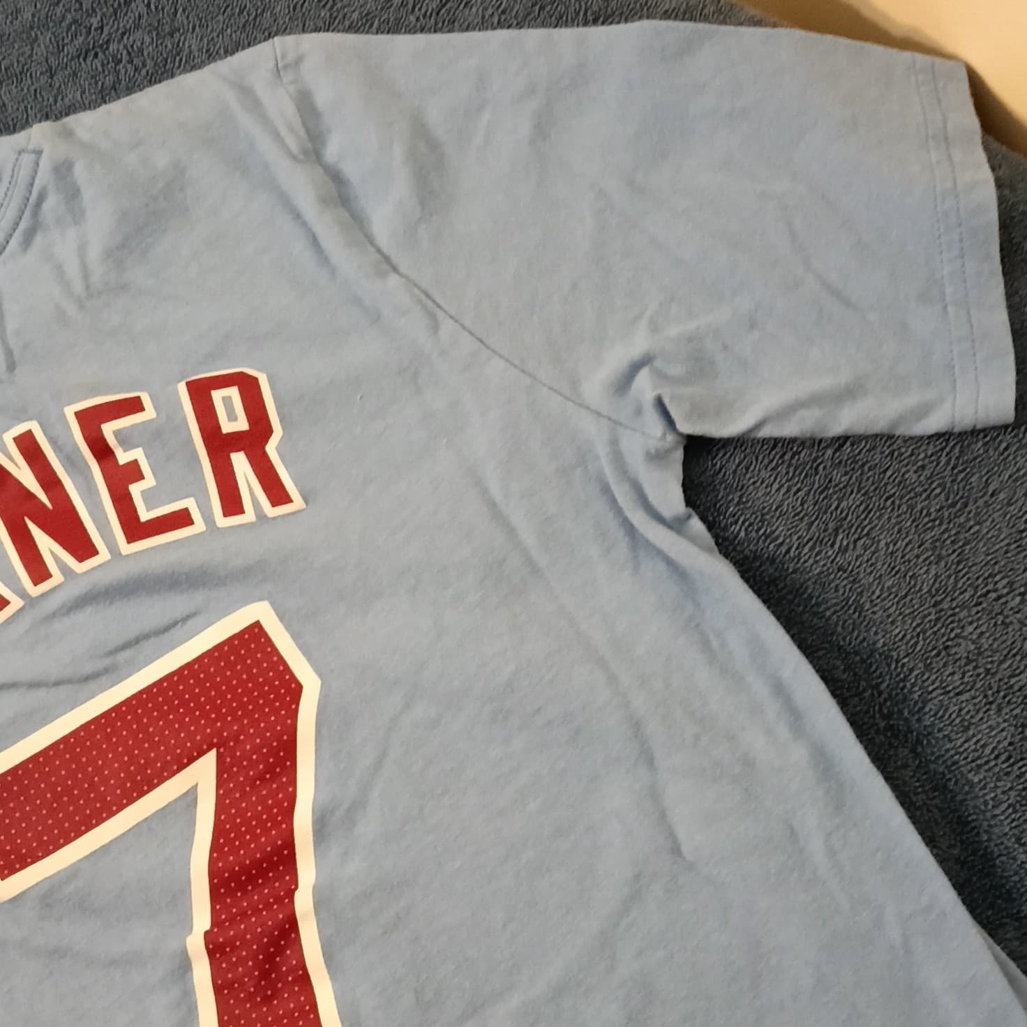 Nike Philadelphia Phillies Trea Turner #7 MLB Shirt Size L Light Blue/Red - Thumbnail 13