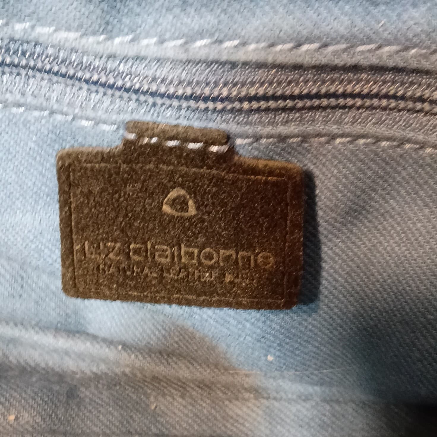 Liz Claiborne Shoulder Bag Black Blue Lining Gold Hardware Zip Pockets - Thumbnail 5