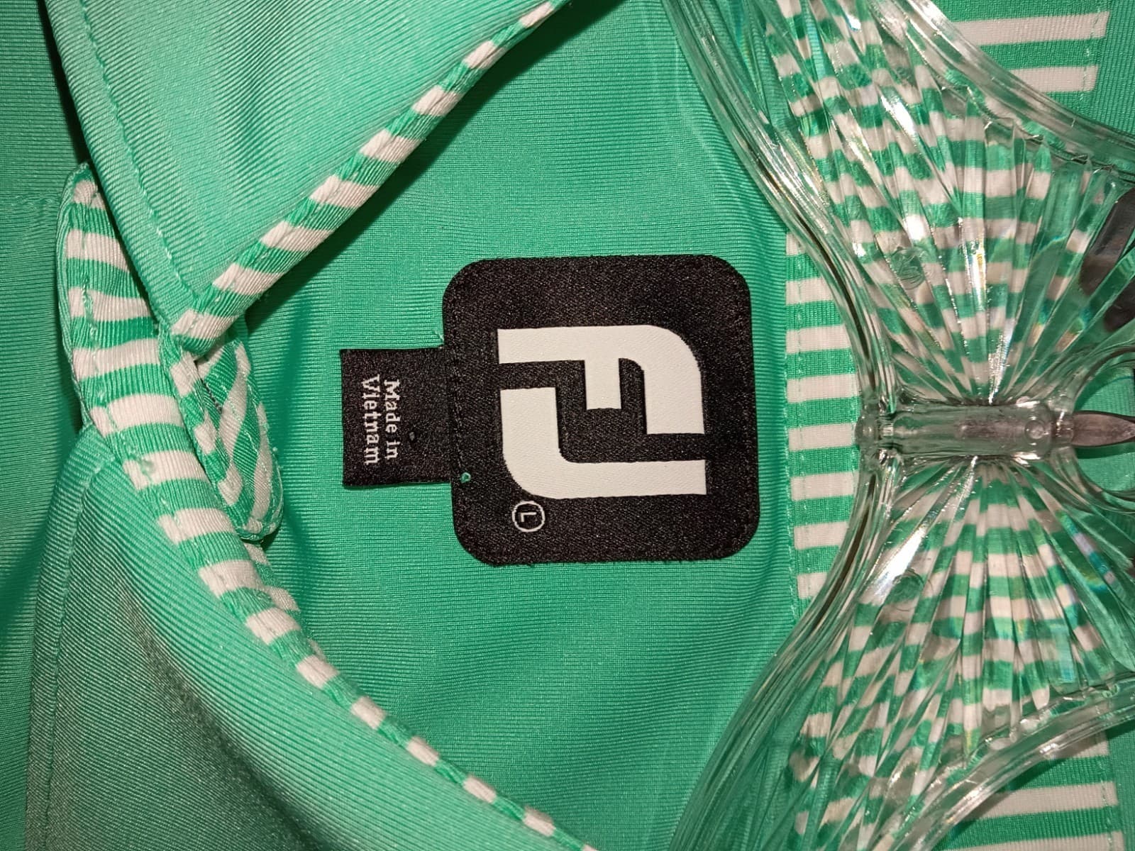 FootJoy Polo Shirt Men's L Green Solid Short Sleeve Button Collared Embroidered - Thumbnail 2