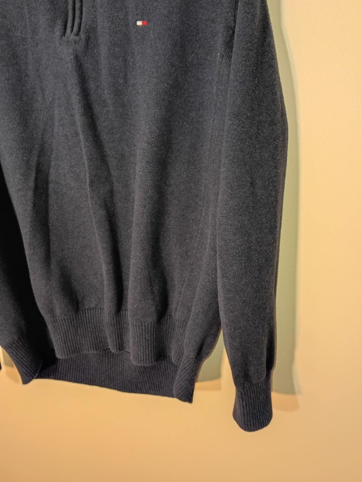 Tommy Hilfiger Men’s Blue Solid Knit 1/4 Zip Mock Neck Sweater XL - Thumbnail 3