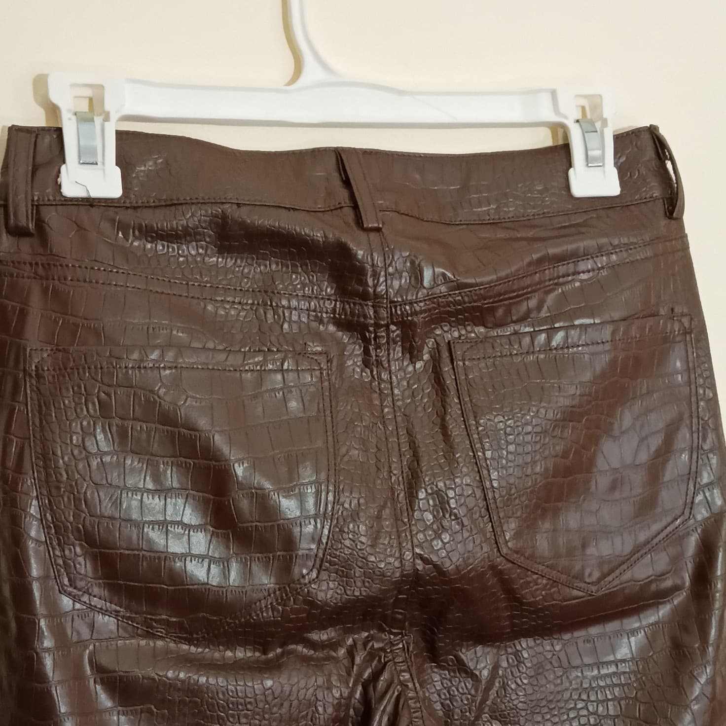 Fashion Nova Brown Croc Animal Print Flat Front Pants Zip Button Accents Sz S - Thumbnail 12