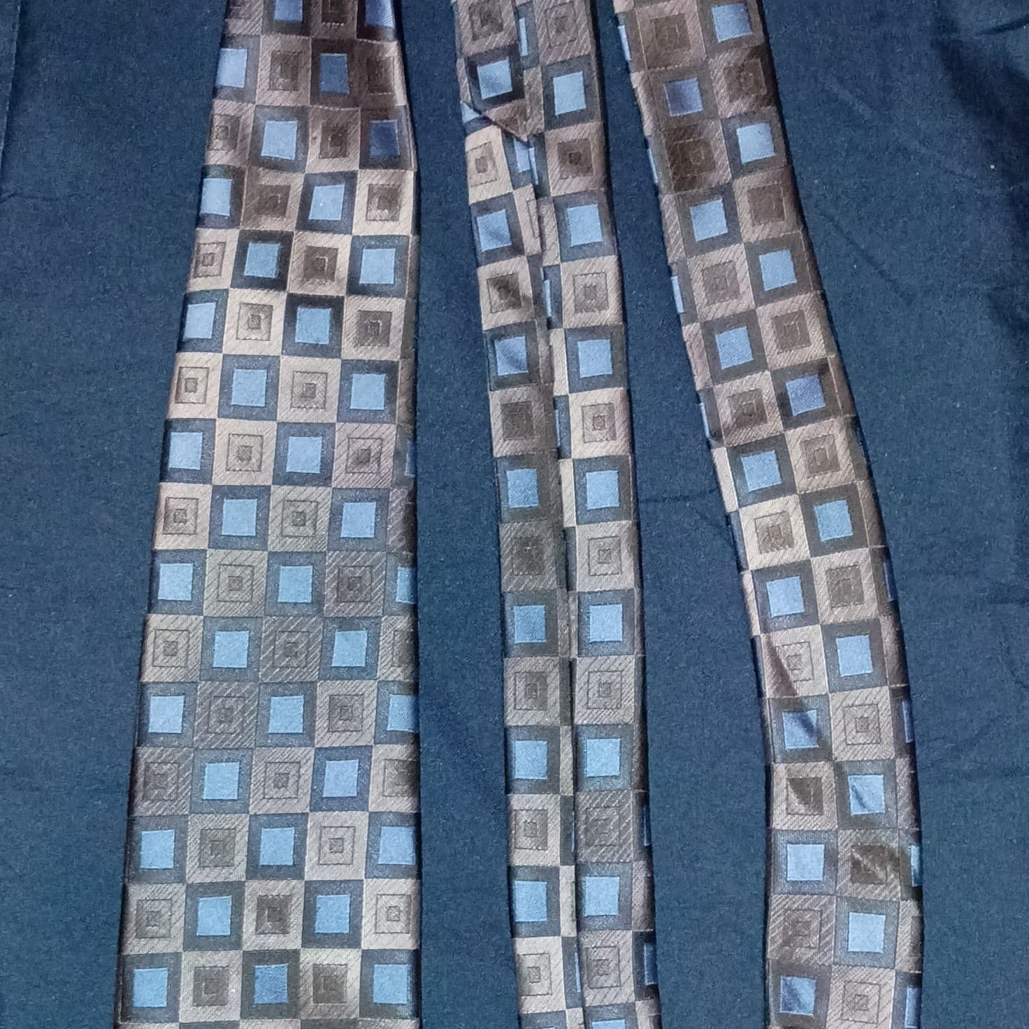 Geoffrey Beene Men’s Woven Polyester Tie Blue, Gray & Black Geometric Extra Long - Thumbnail 4