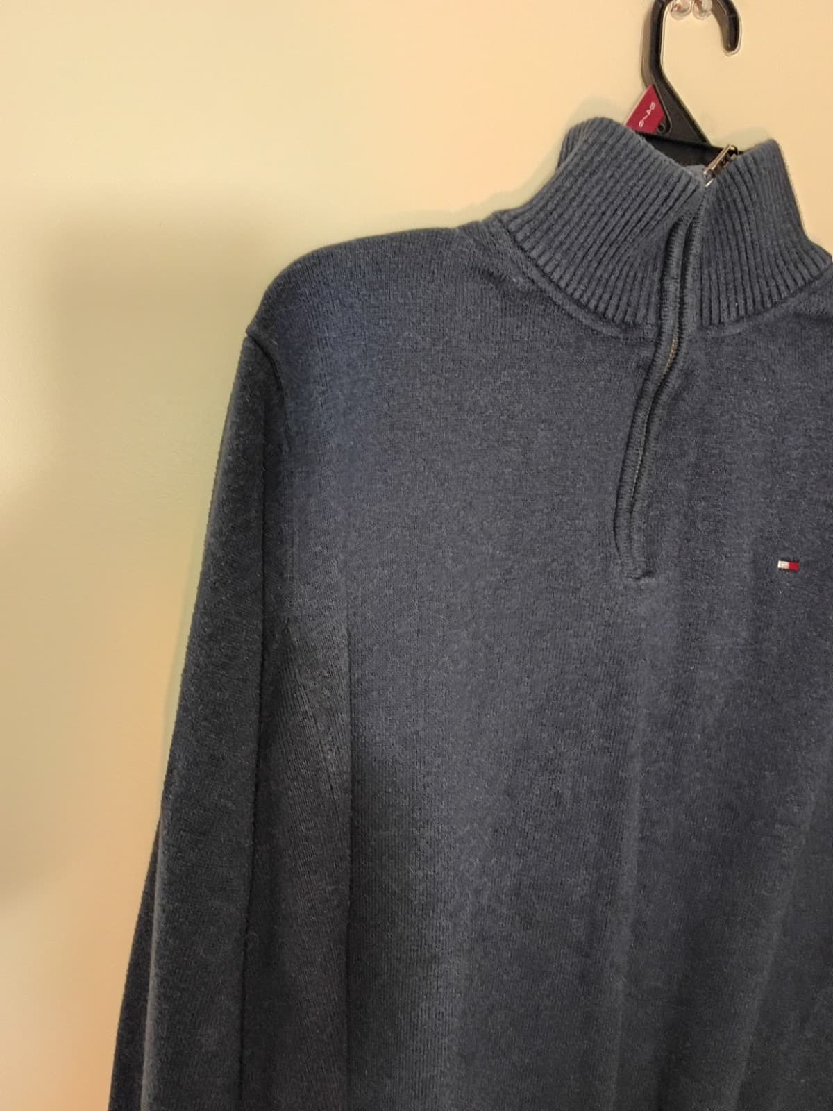 Tommy Hilfiger Men’s Blue Solid Knit 1/4 Zip Mock Neck Sweater XL - Thumbnail 5