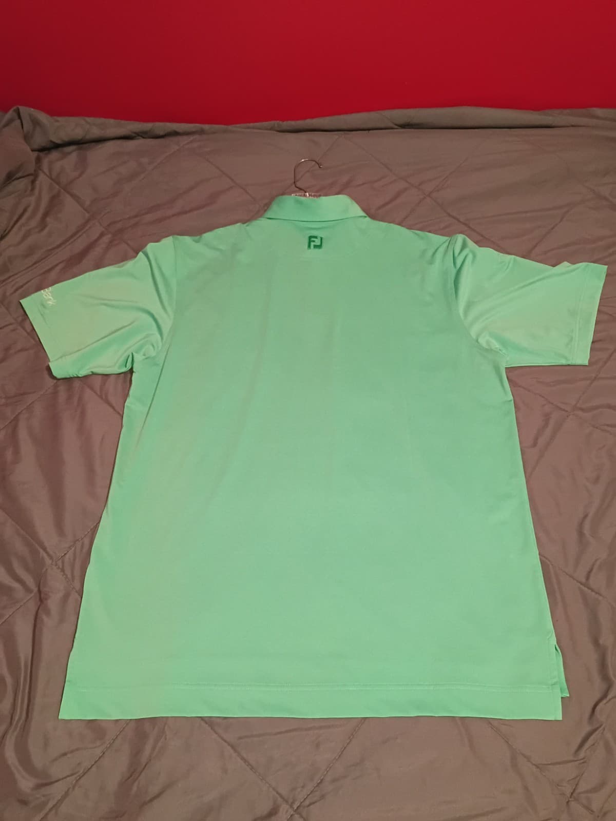 FootJoy Polo Shirt Men's L Green Solid Short Sleeve Button Collared Embroidered - Thumbnail 7