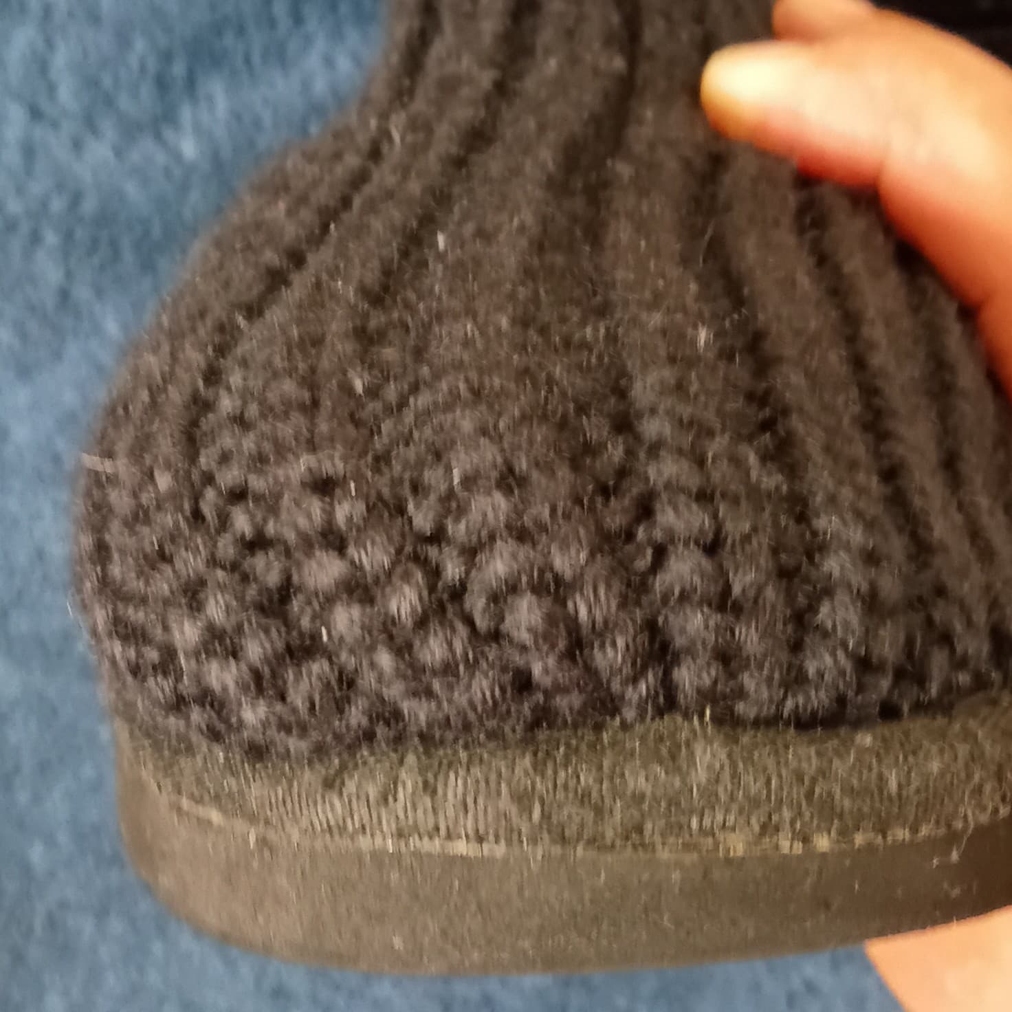 UGG Black Suede Knit Knee High Boots Button Closure Round Toe Rubber Sole - Thumbnail 12