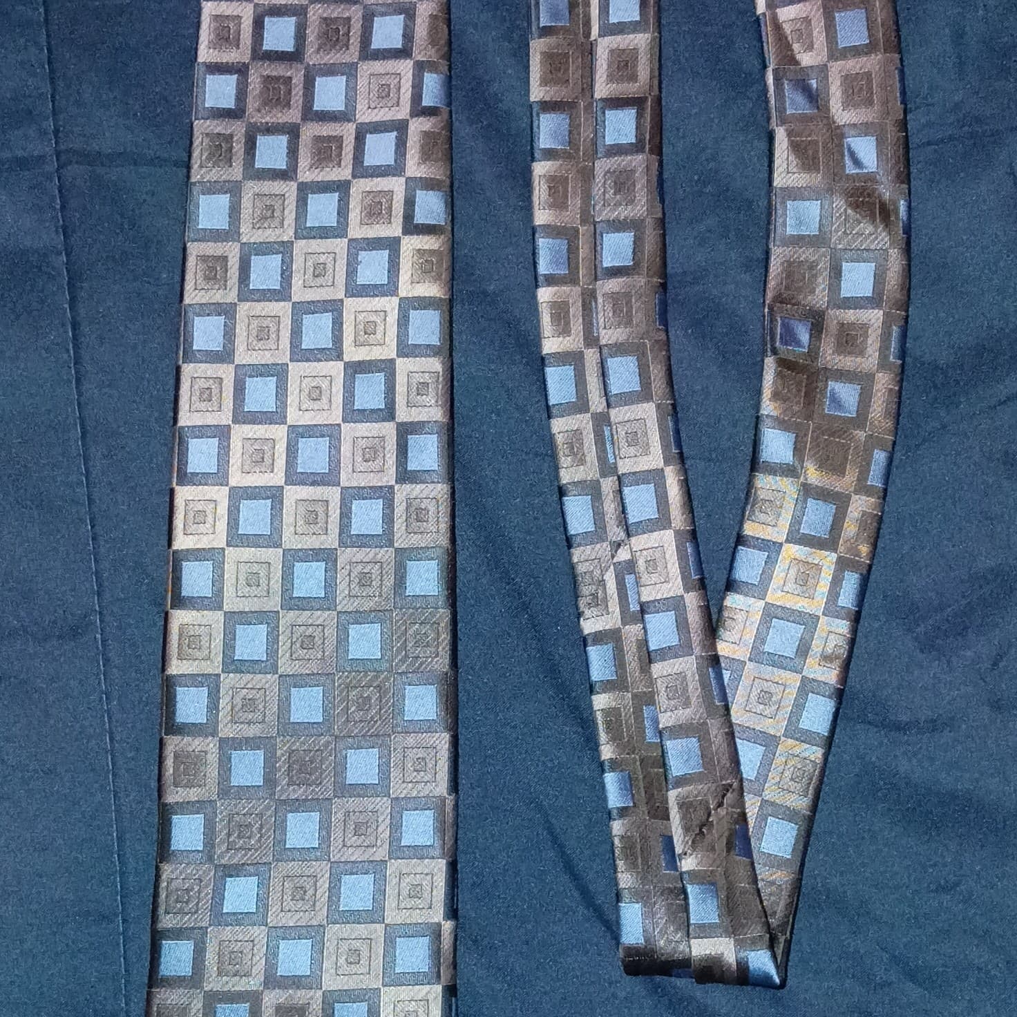 Geoffrey Beene Men’s Woven Polyester Tie Blue, Gray & Black Geometric Extra Long - Thumbnail 3