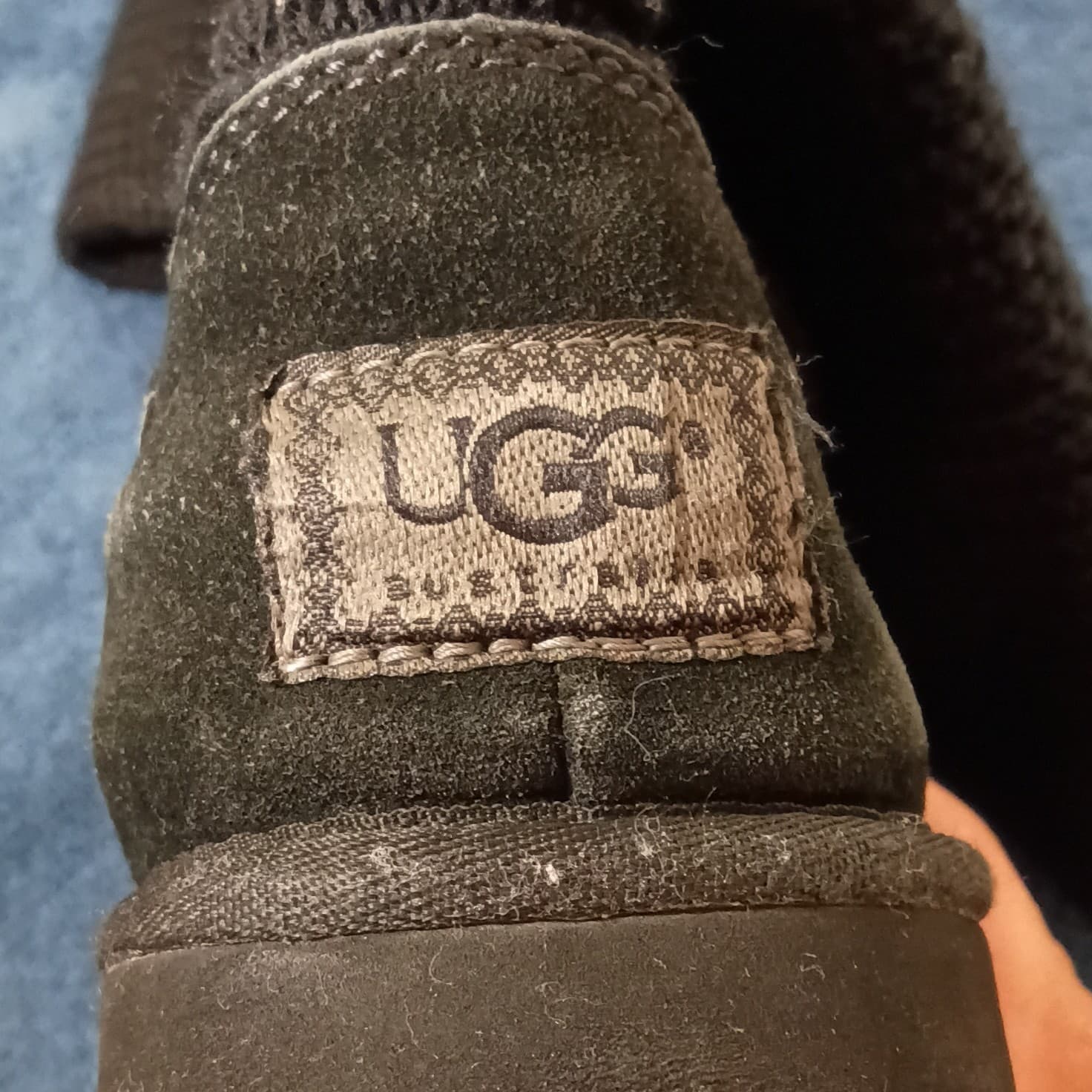 UGG Black Suede Knit Knee High Boots Button Closure Round Toe Rubber Sole - Thumbnail 6
