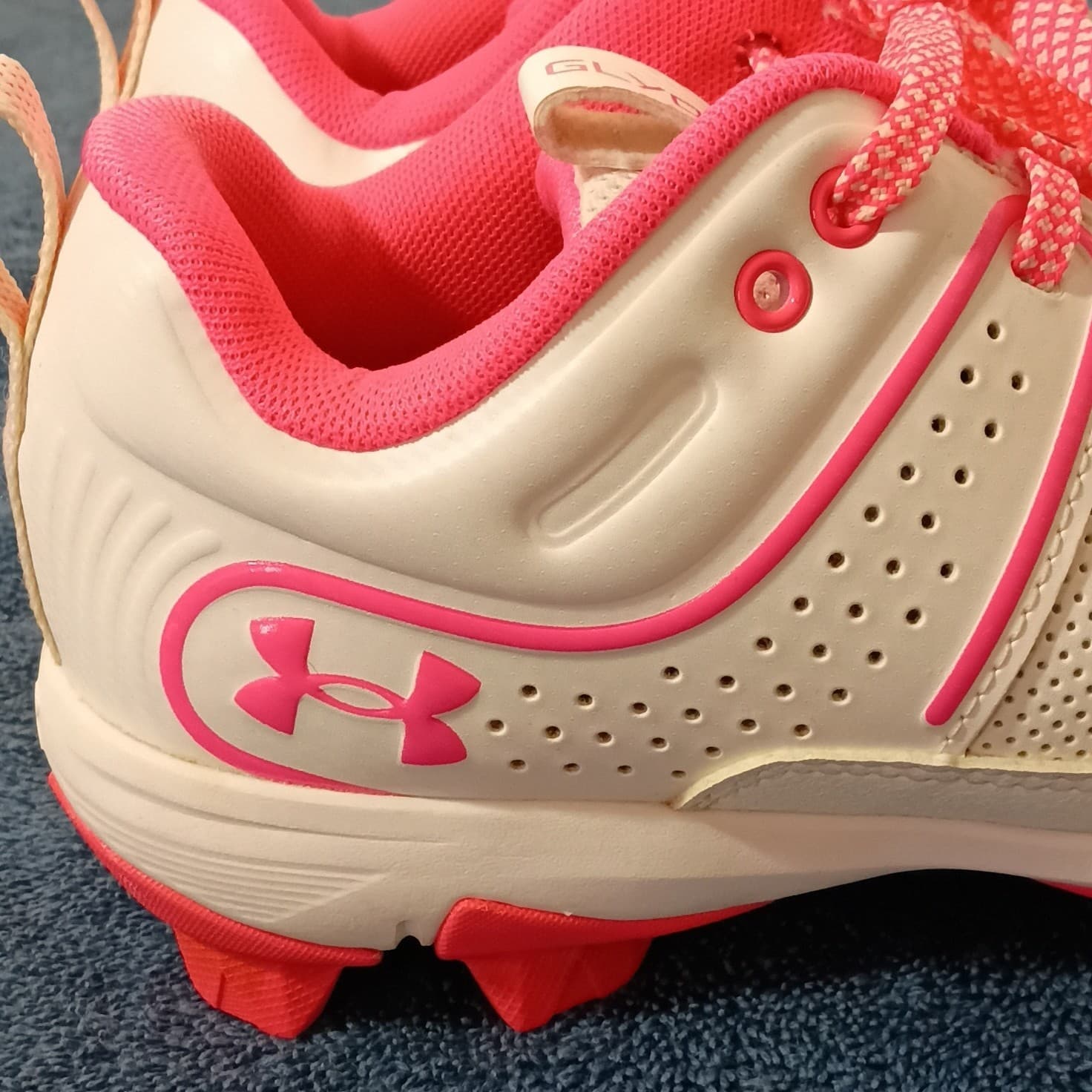 Under Armour Girls Youth Baseball/Softball Cleats White/Pink US 3.5Y - Thumbnail 15