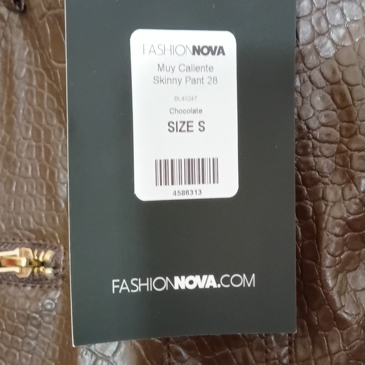 Fashion Nova Brown Croc Animal Print Flat Front Pants Zip Button Accents Sz S - Thumbnail 18