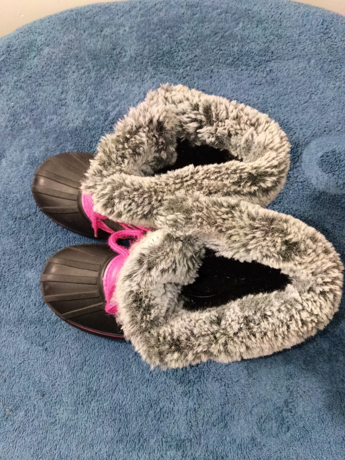 London Fog Girls Ankle Snow Boots Lined Faux Fur Lace-Up Black/Pink/Gray Sz 2 - Thumbnail 9