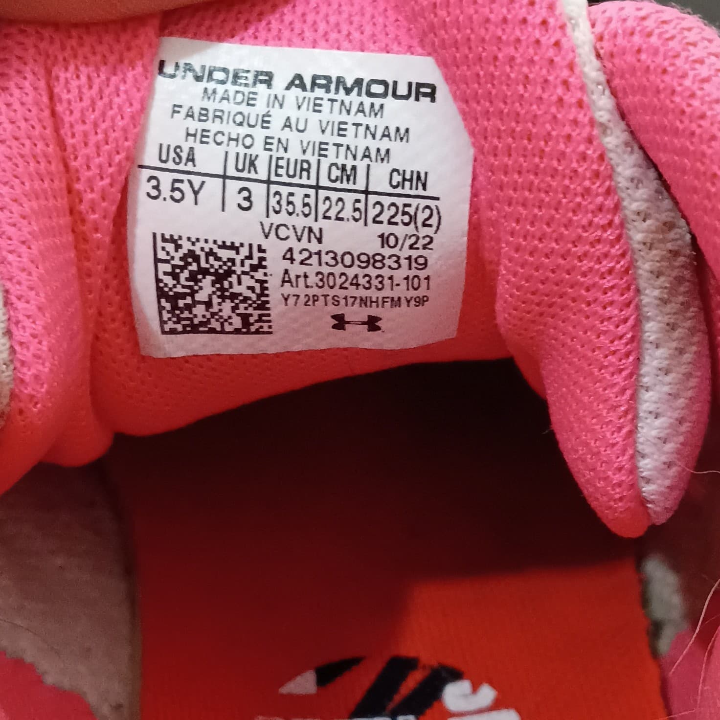 Under Armour Girls Youth Baseball/Softball Cleats White/Pink US 3.5Y - Thumbnail 8