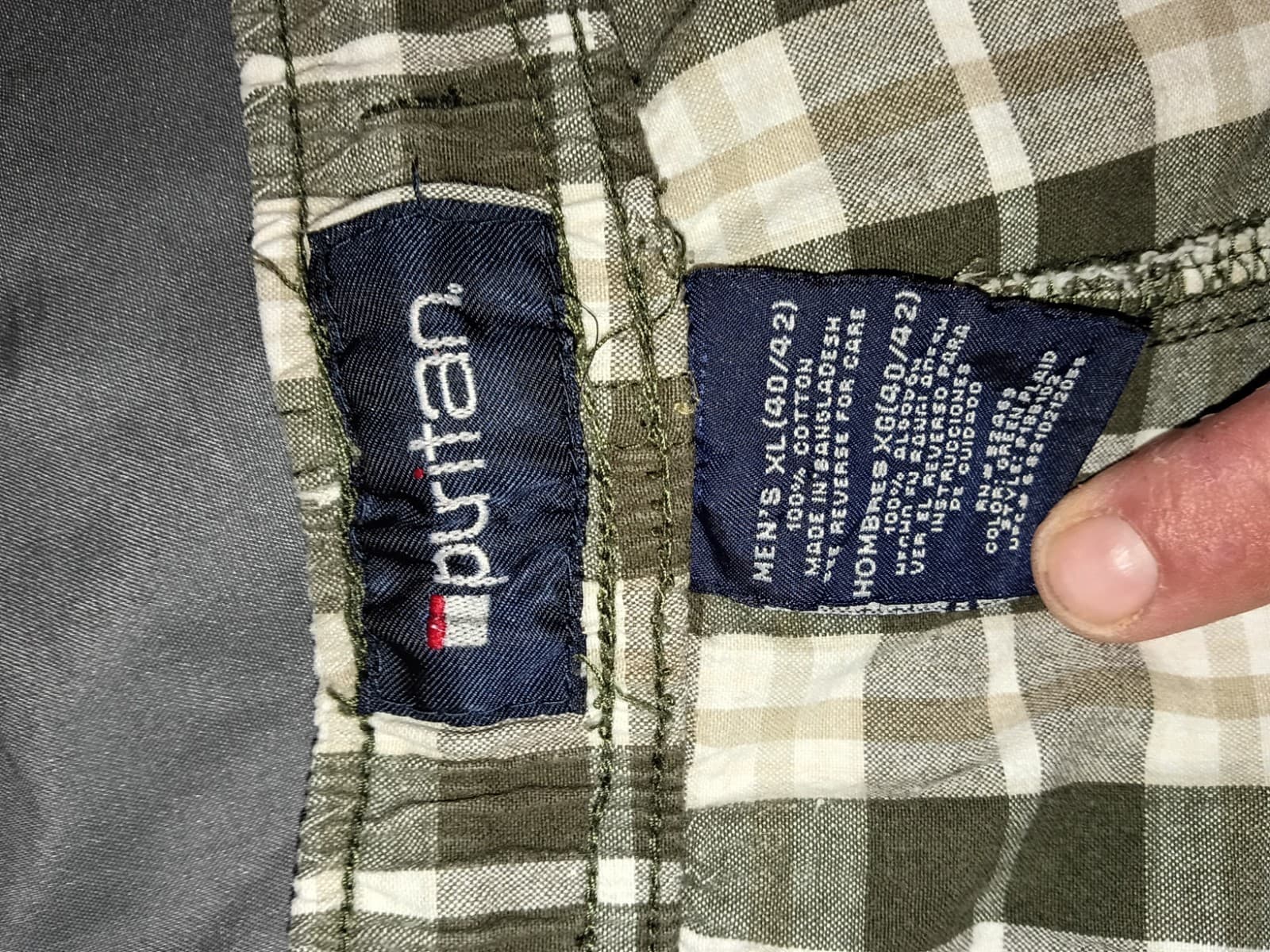 Myrtan Men's Plaid Chino Shorts Green/White Drawstring Elastic Waist Pockets M - Thumbnail 5