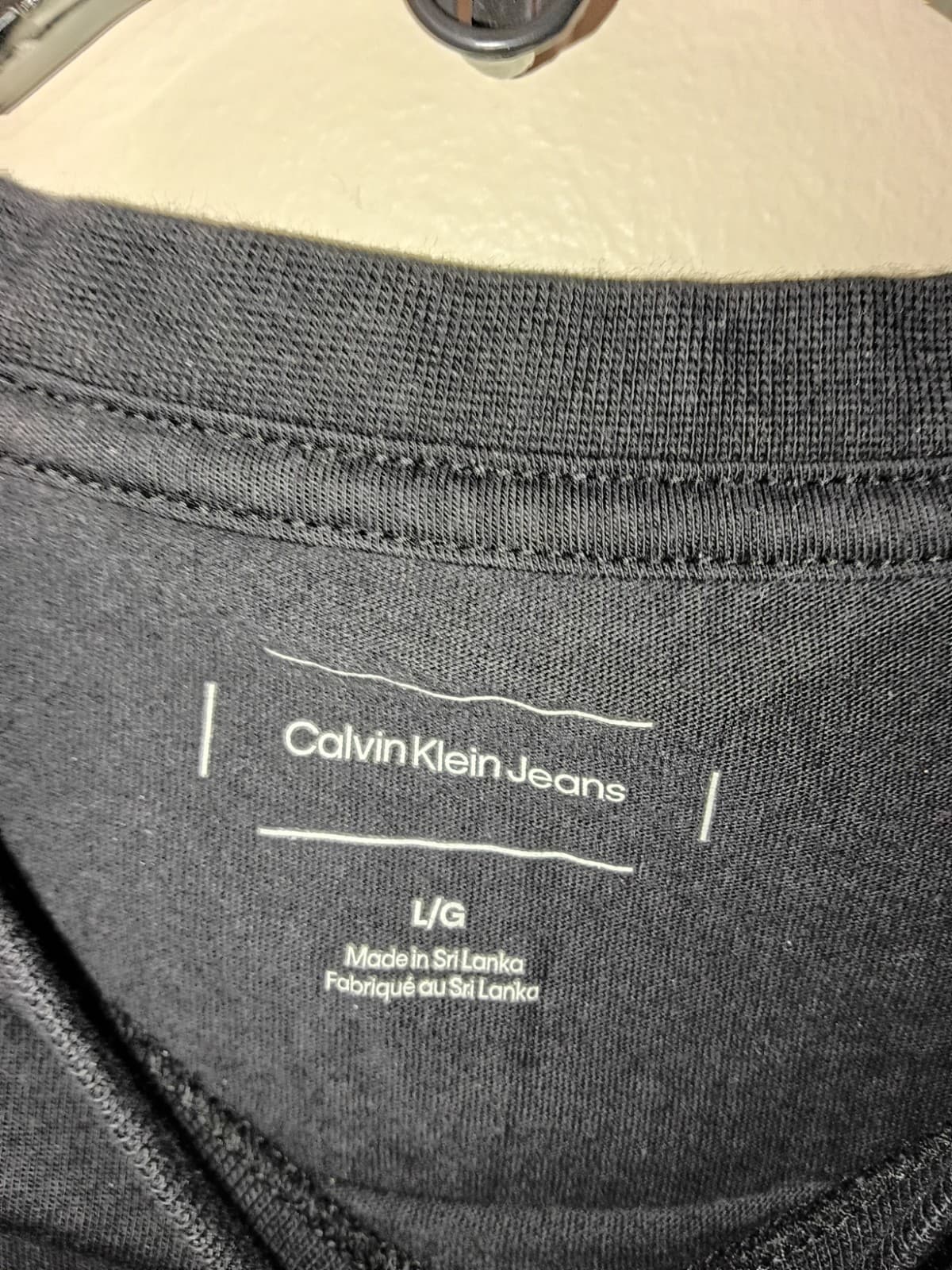 Calvin Klein Jeans Mens Black CK Logo Graphic Crew Neck Short Sleeve Tee Size L - Thumbnail 2