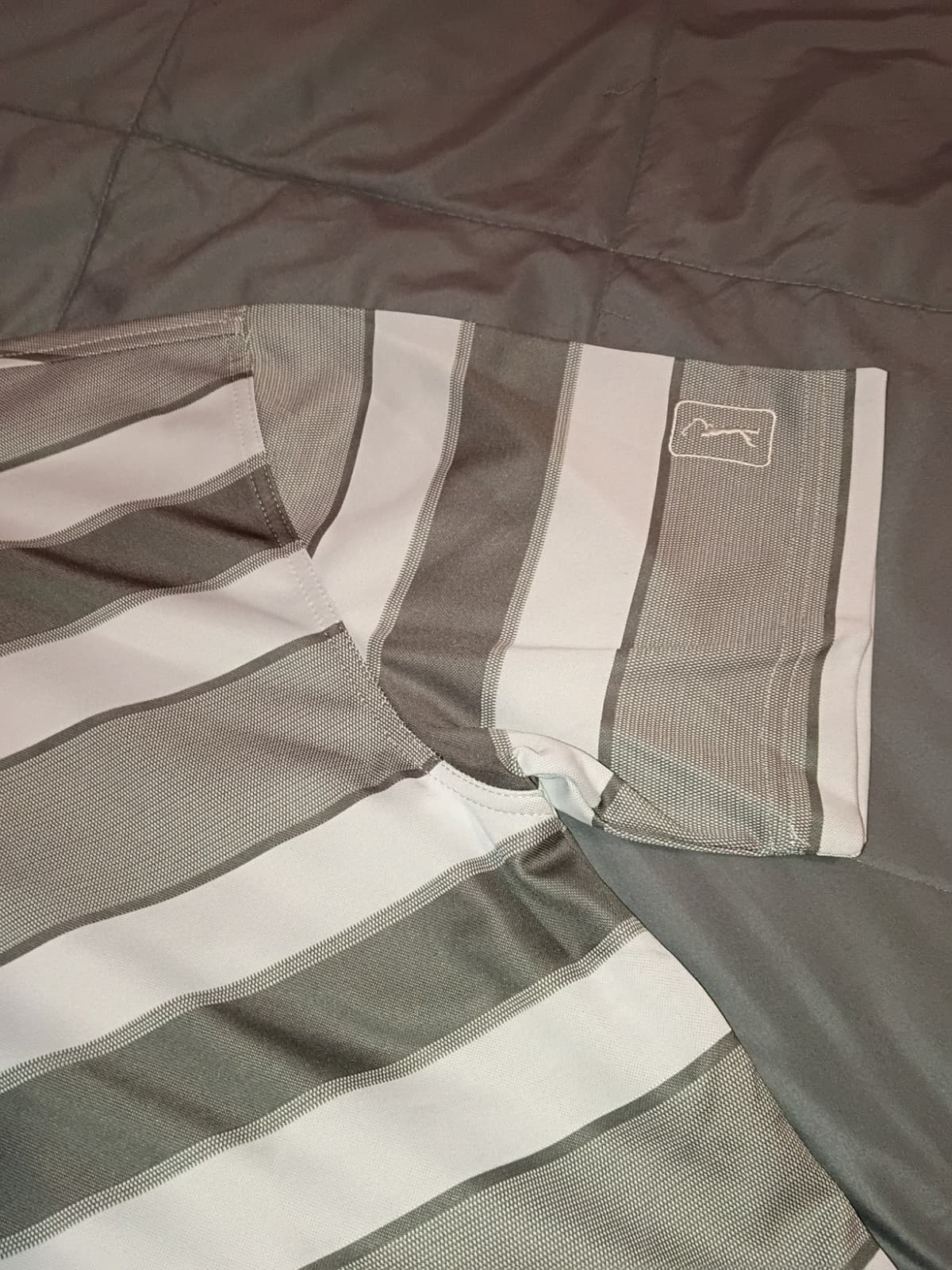 pga tour Pro Series Polo Shirt Men's S Gray/White Striped Short Sleeve Logo - Thumbnail 4