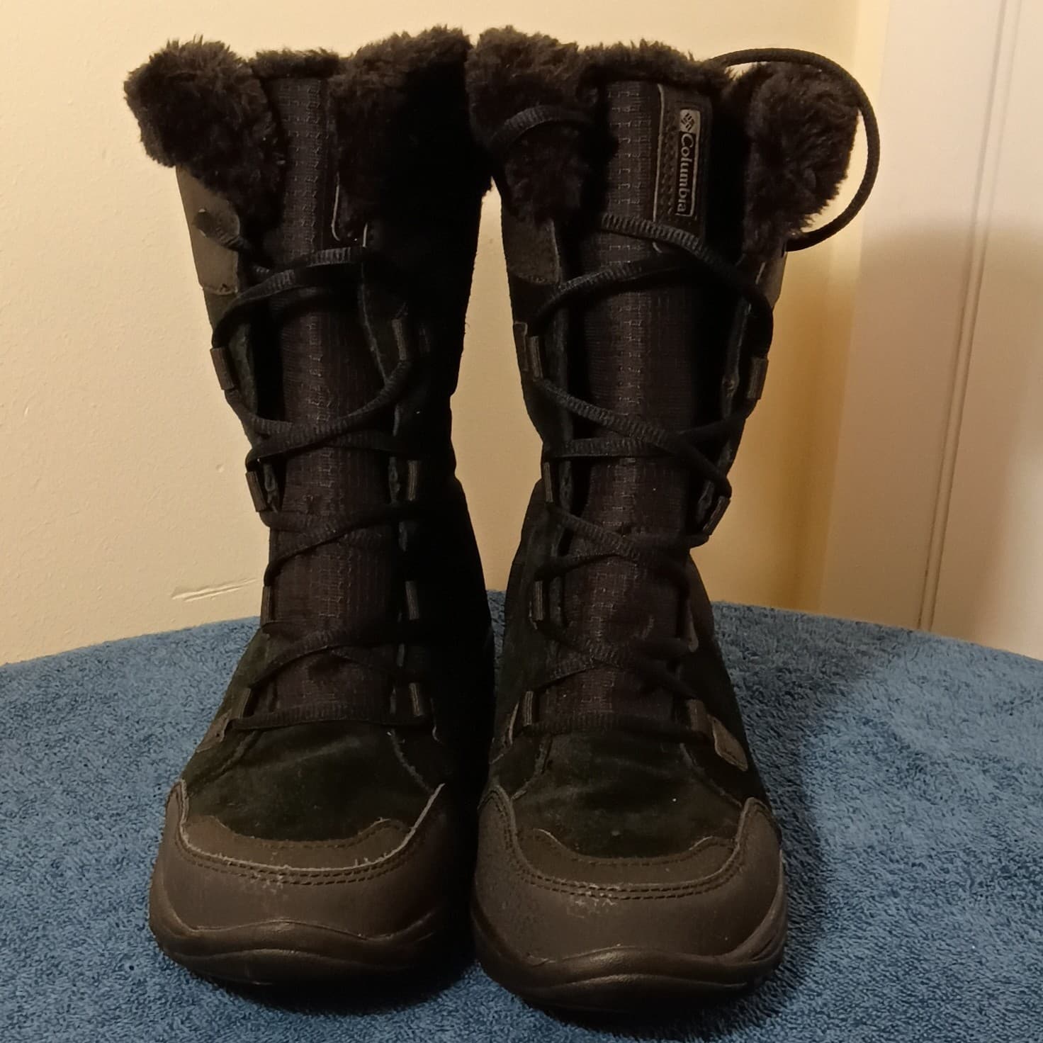 Columbia Black Waterproof Faux Fur Lined Lace-Up Snow Boots Mid-Calf US 7.5 - Thumbnail 2