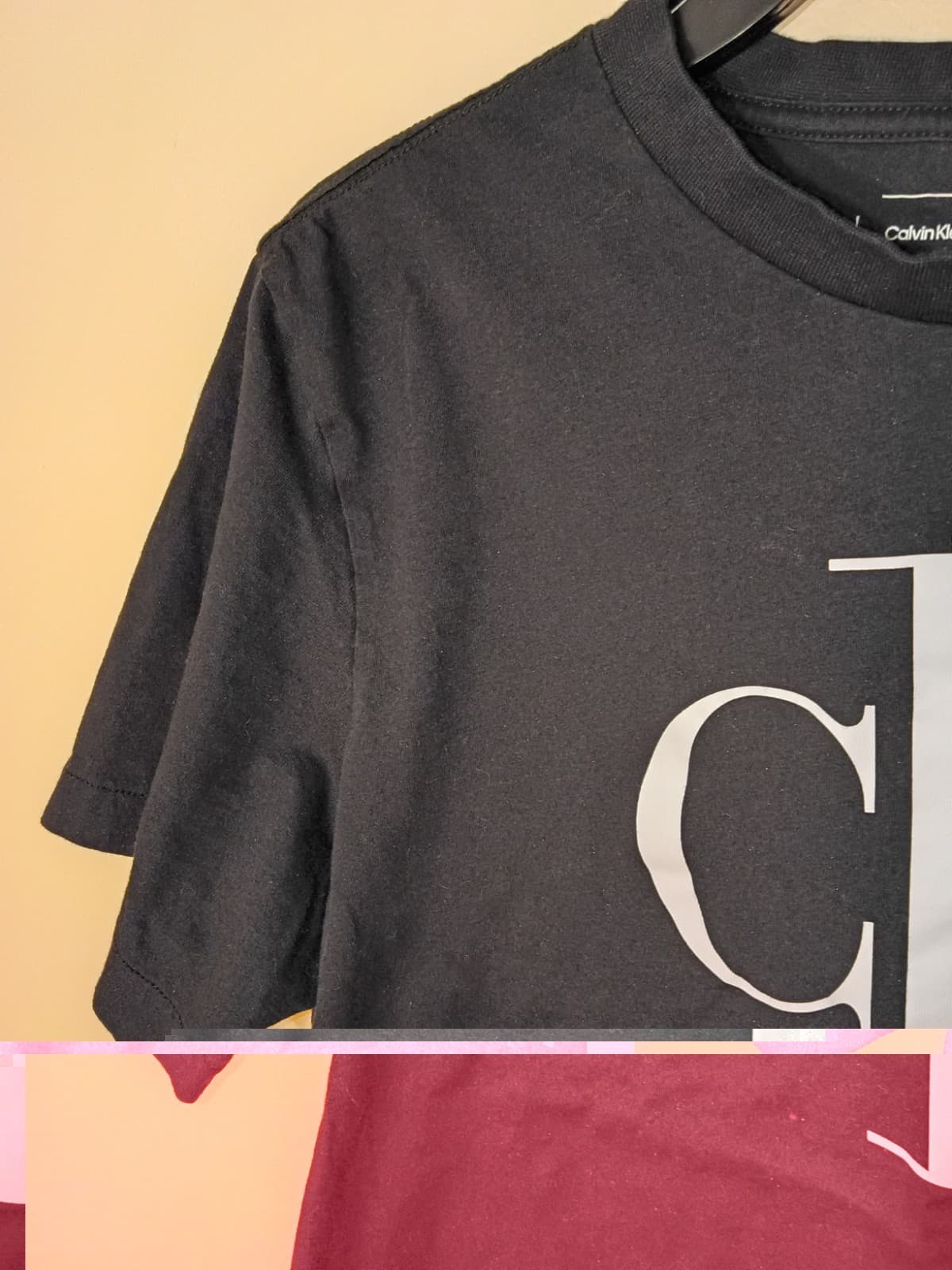 Calvin Klein Jeans Mens Black CK Logo Graphic Crew Neck Short Sleeve Tee Size L - Thumbnail 6