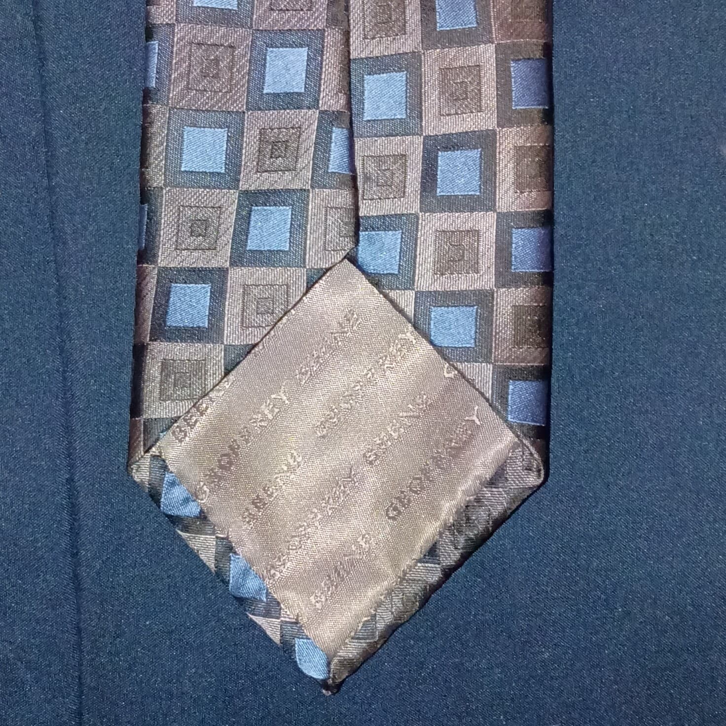 Geoffrey Beene Men’s Woven Polyester Tie Blue, Gray & Black Geometric Extra Long - Thumbnail 6