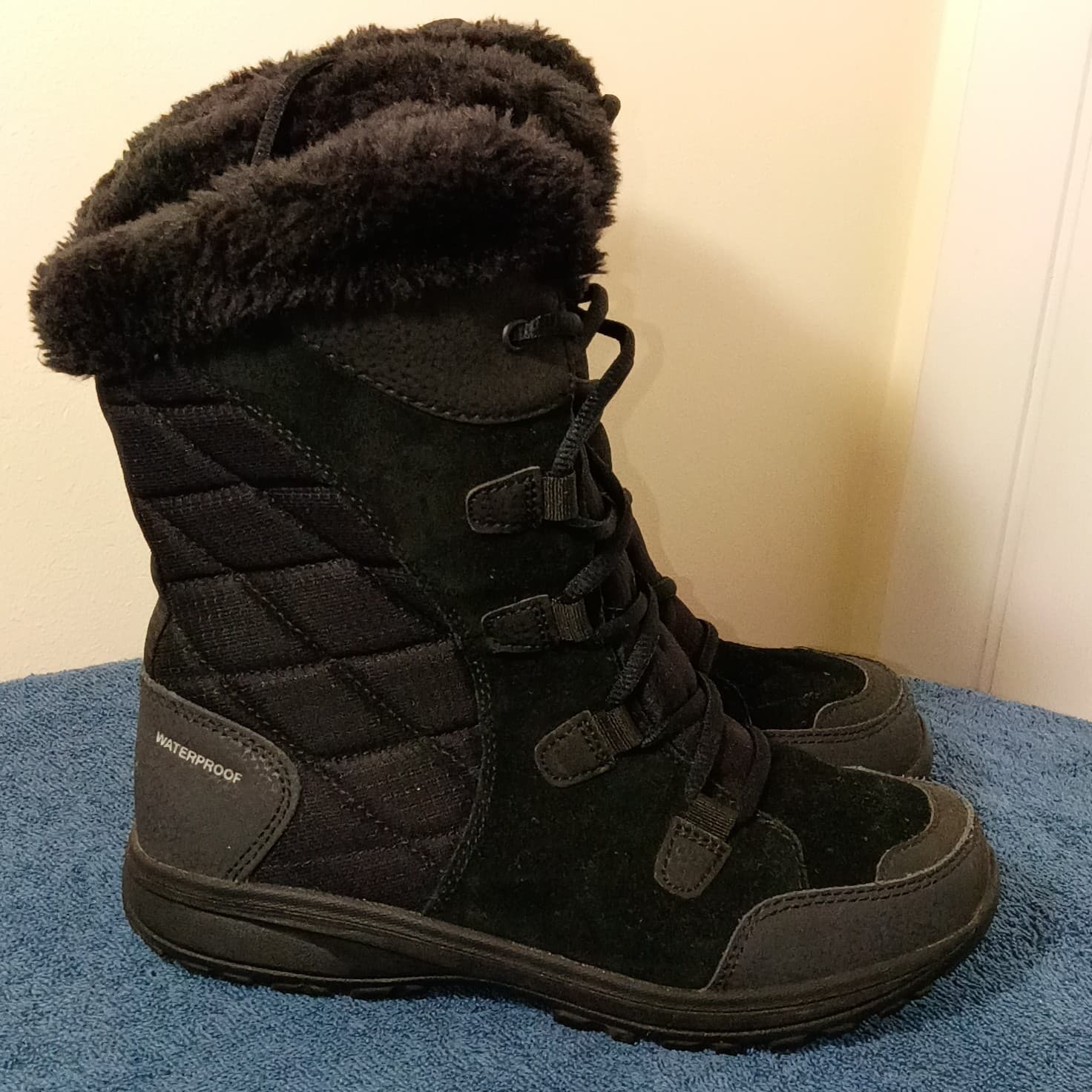 Columbia Black Waterproof Faux Fur Lined Lace-Up Snow Boots Mid-Calf US 7.5 - Thumbnail 3