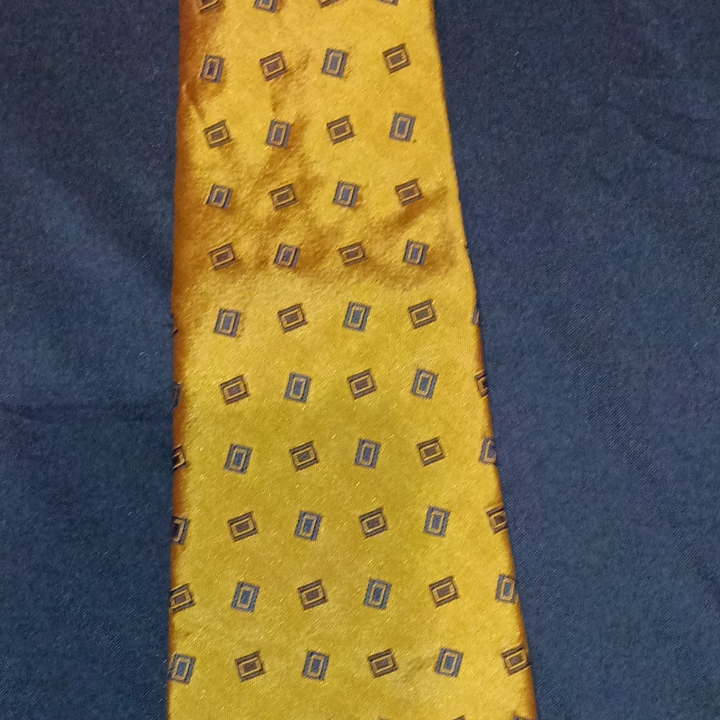 Tommy Hilfiger Men’s Woven Silk Tie Gold, Blue, Green & Black Geometric - Thumbnail 9