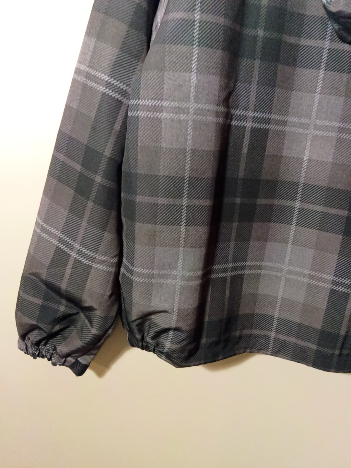 DGK 1/4 Zip Hooded Anorak Jacket Men's Size S Gray/Black Plaid Polyester - Thumbnail 12