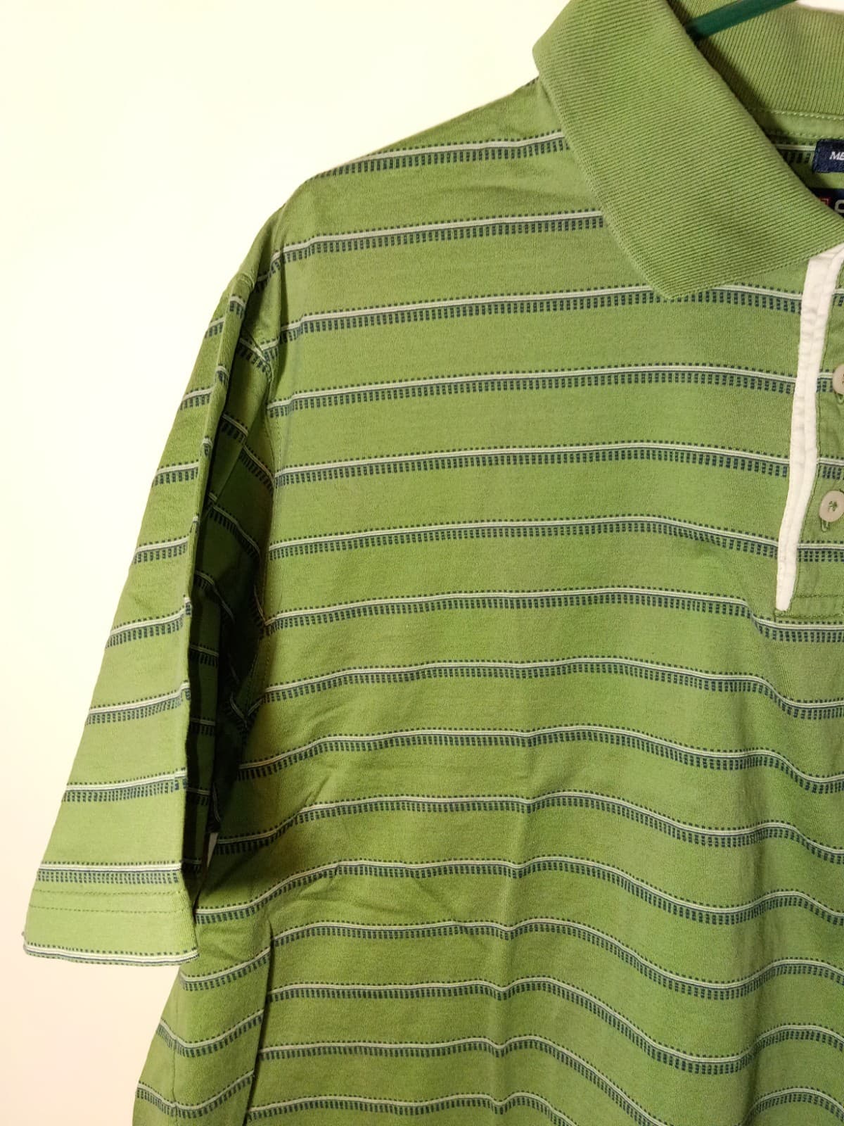 Chaps Golf Men's XL Mercerized Cotton Striped Polo Shirt Green/Blue Short Sleeve - Thumbnail 4