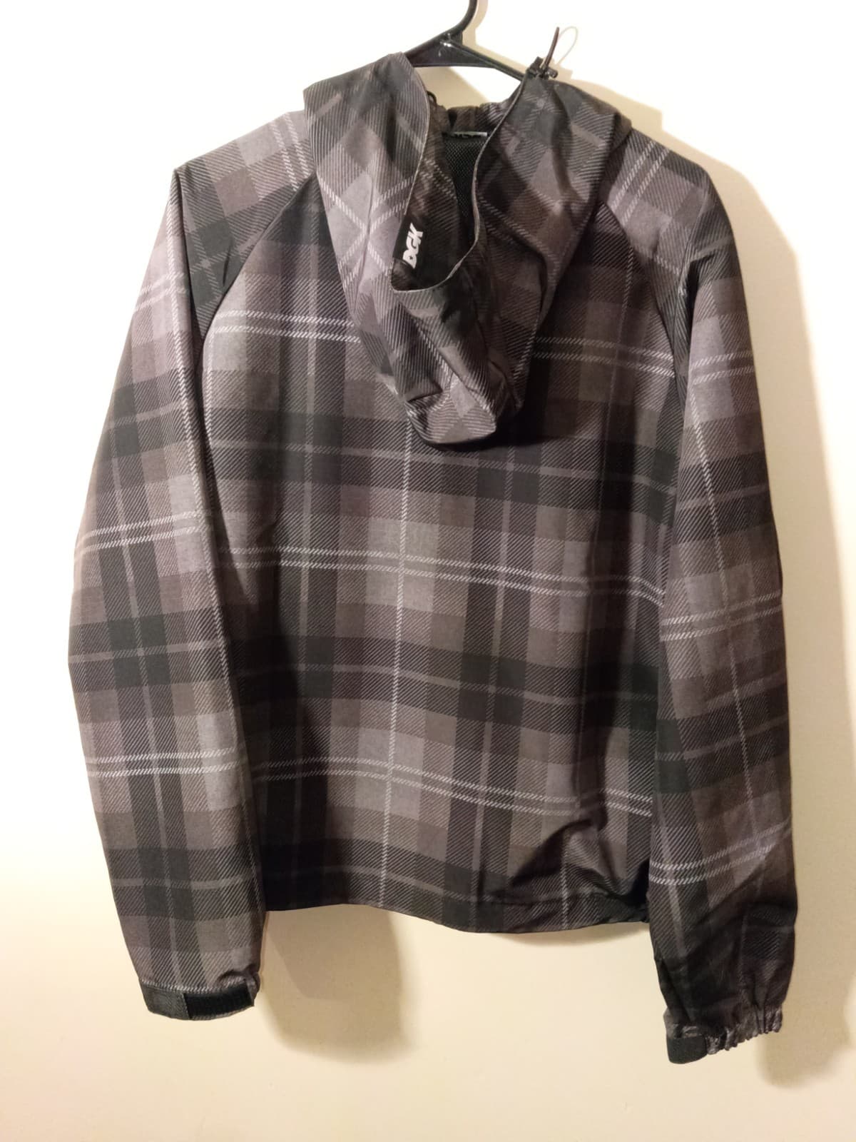 DGK 1/4 Zip Hooded Anorak Jacket Men's Size S Gray/Black Plaid Polyester - Thumbnail 7