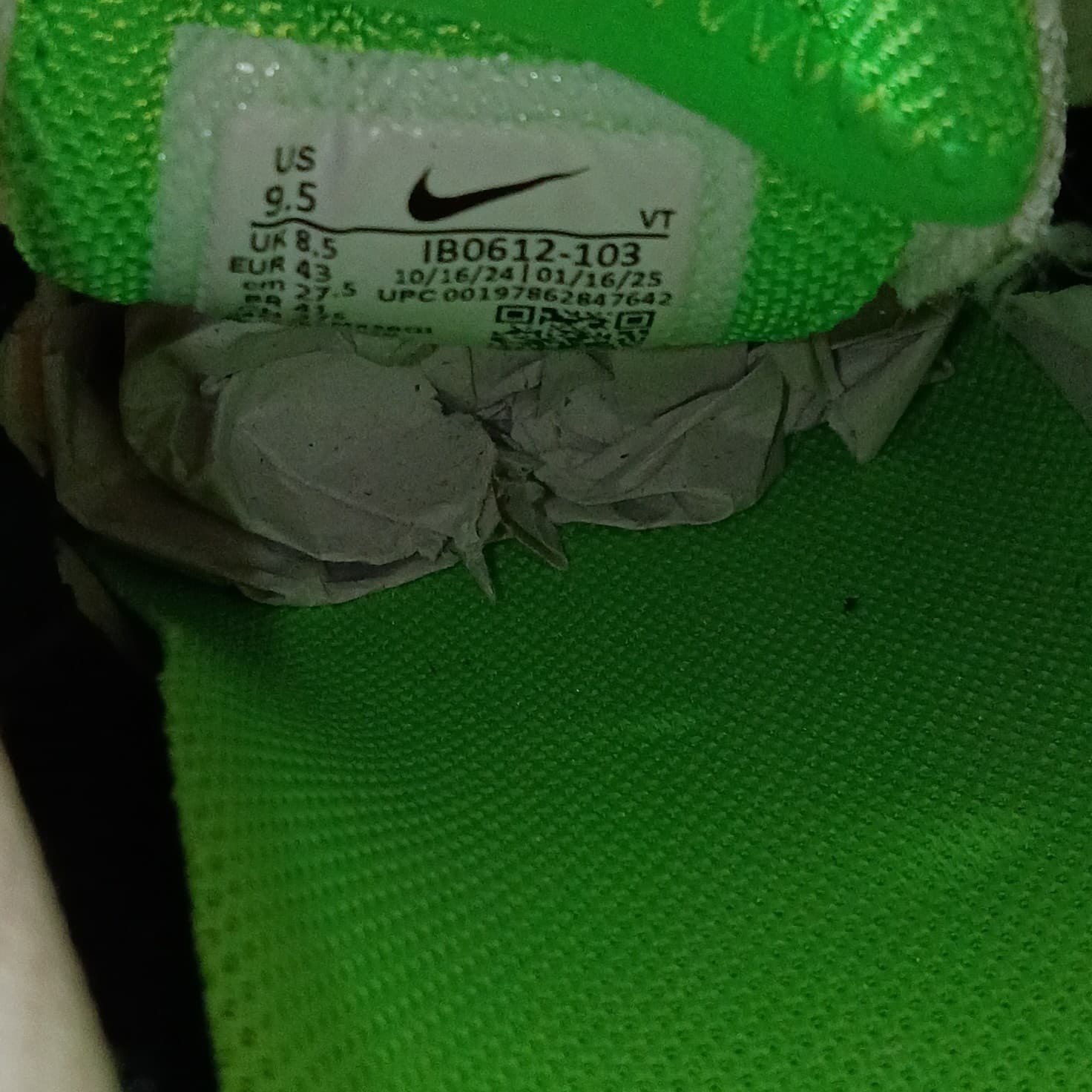 Nike Pegasus Wave Men’s Running Sneaker US 9.5 White/Green/Gray IB0612-103 - Thumbnail 10