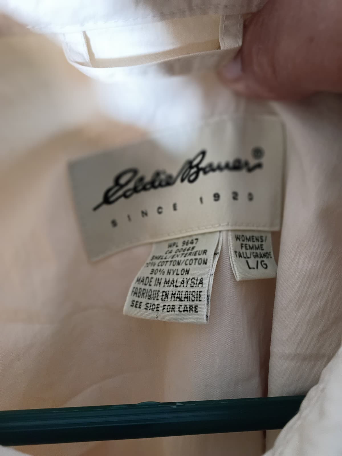 Eddie Bauer Womens L White Button Front Collared Mid-Length Long Sleeve Jacket - Thumbnail 3