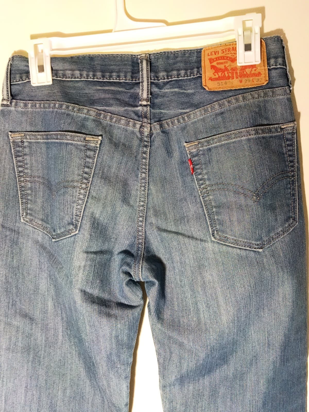 Levi's Men's Straight Fit Blue Light Wash Denim Jeans Mid Rise 5-Pocket - Thumbnail 6