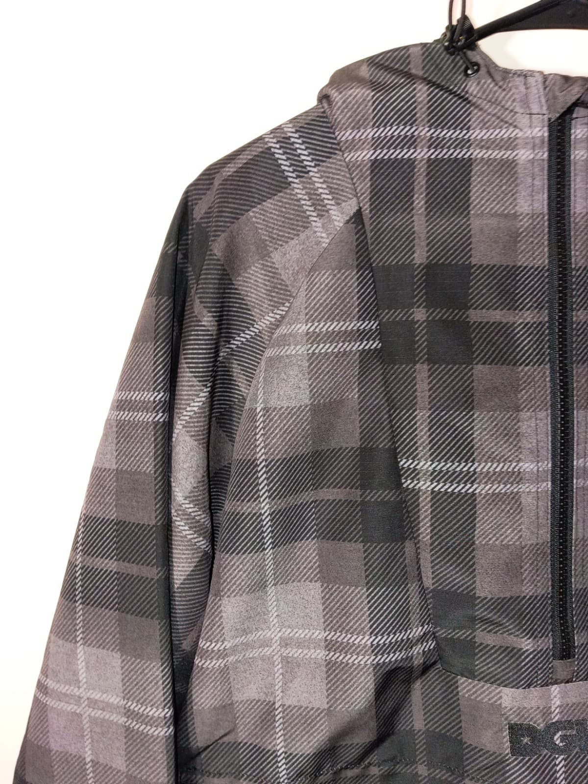 DGK 1/4 Zip Hooded Anorak Jacket Men's Size S Gray/Black Plaid Polyester - Thumbnail 5