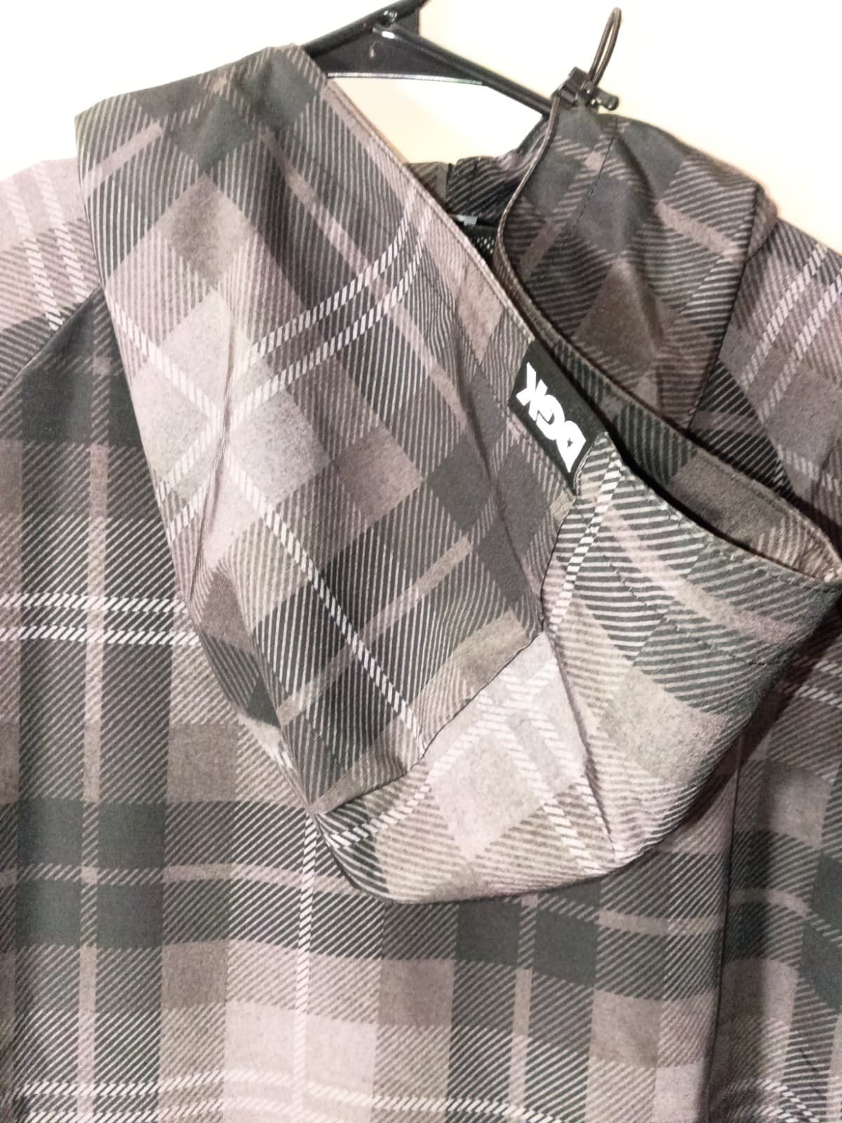 DGK 1/4 Zip Hooded Anorak Jacket Men's Size S Gray/Black Plaid Polyester - Thumbnail 8