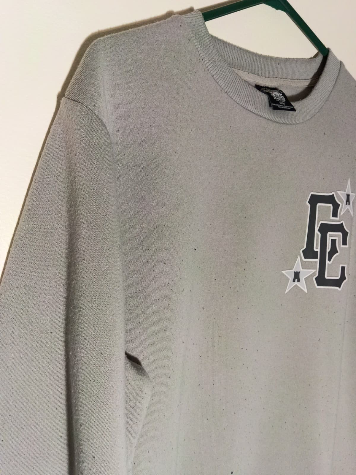 Crooks & Castles Men's Size M Gray Crewneck Fleece Pullover Logo Sweatshirt - Thumbnail 6