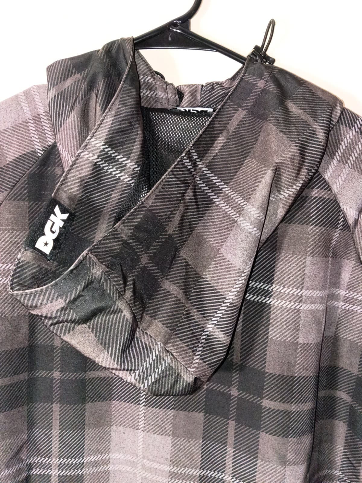 DGK 1/4 Zip Hooded Anorak Jacket Men's Size S Gray/Black Plaid Polyester - Thumbnail 9
