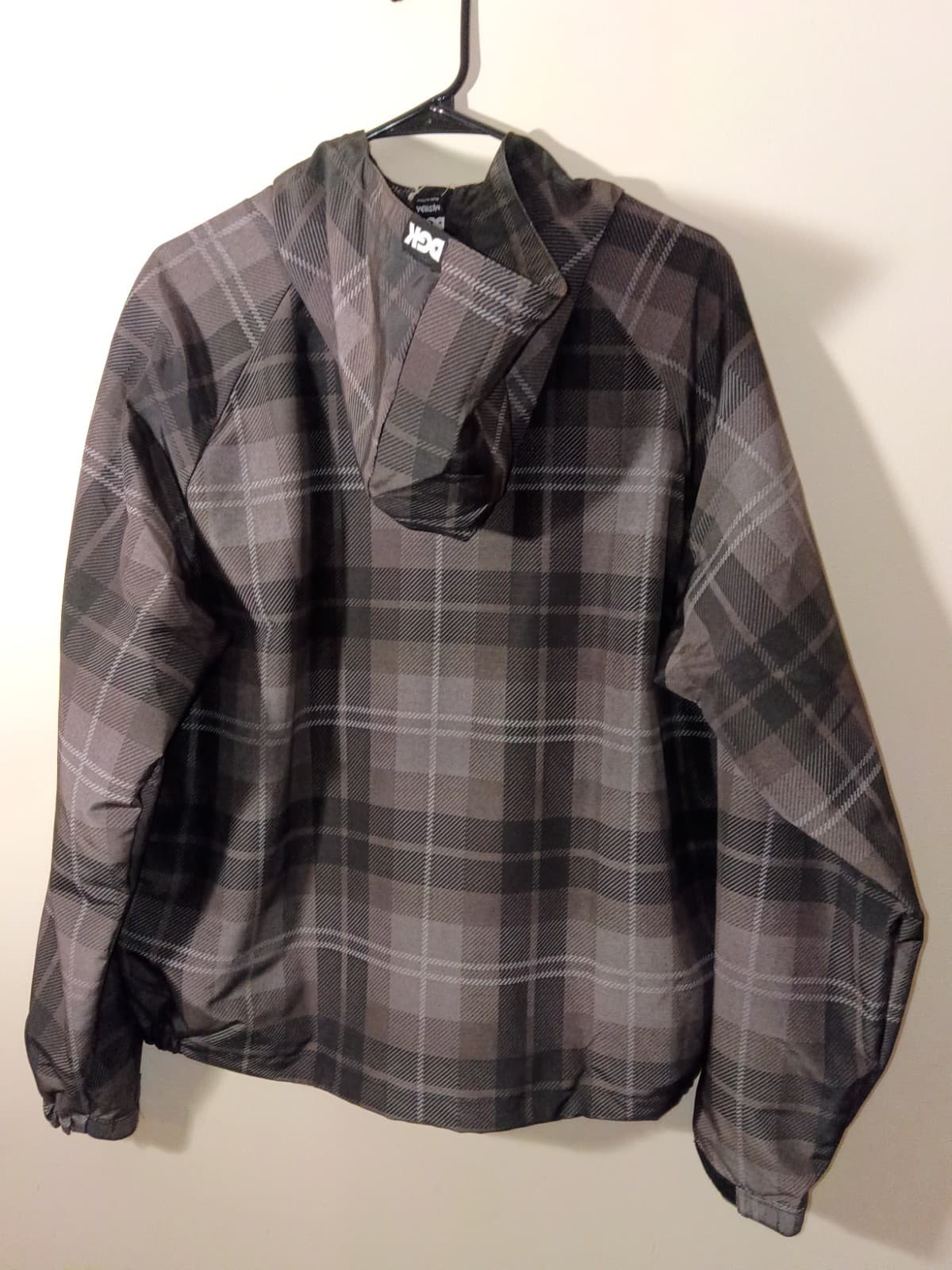 DGK 1/4 Zip Hooded Anorak Jacket Men's Size M Black Gray Plaid - Thumbnail 2