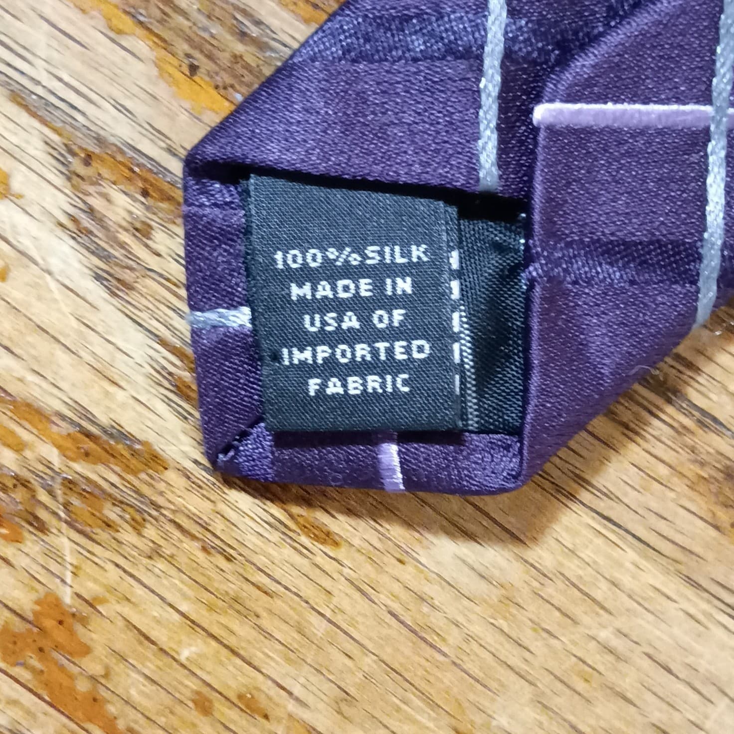 Express Design Studio Men’s Silk Tie Purple & Gray Plaid & Checks Logo Accent - Thumbnail 2