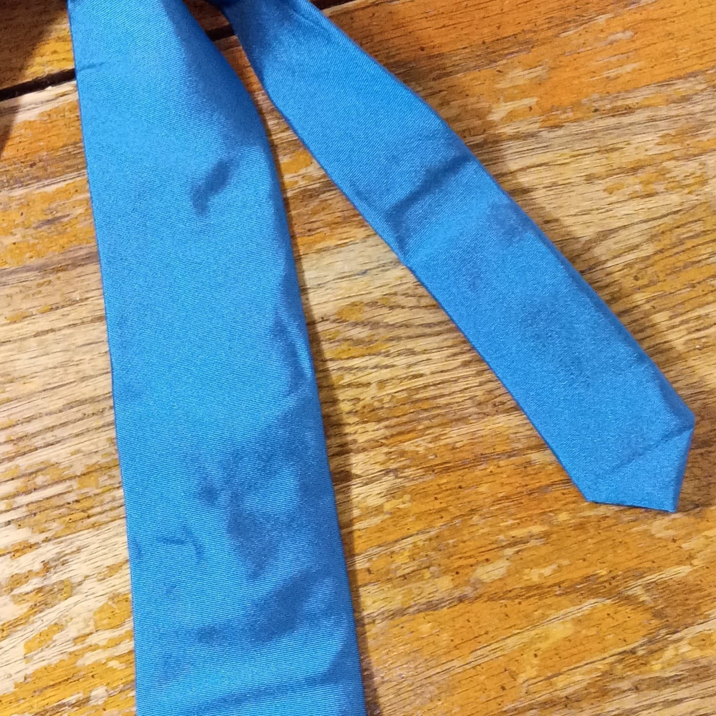 Ben Sherman Men’s Silk Satin Tie Blue Solid Classic Standard Handmade - Thumbnail 3