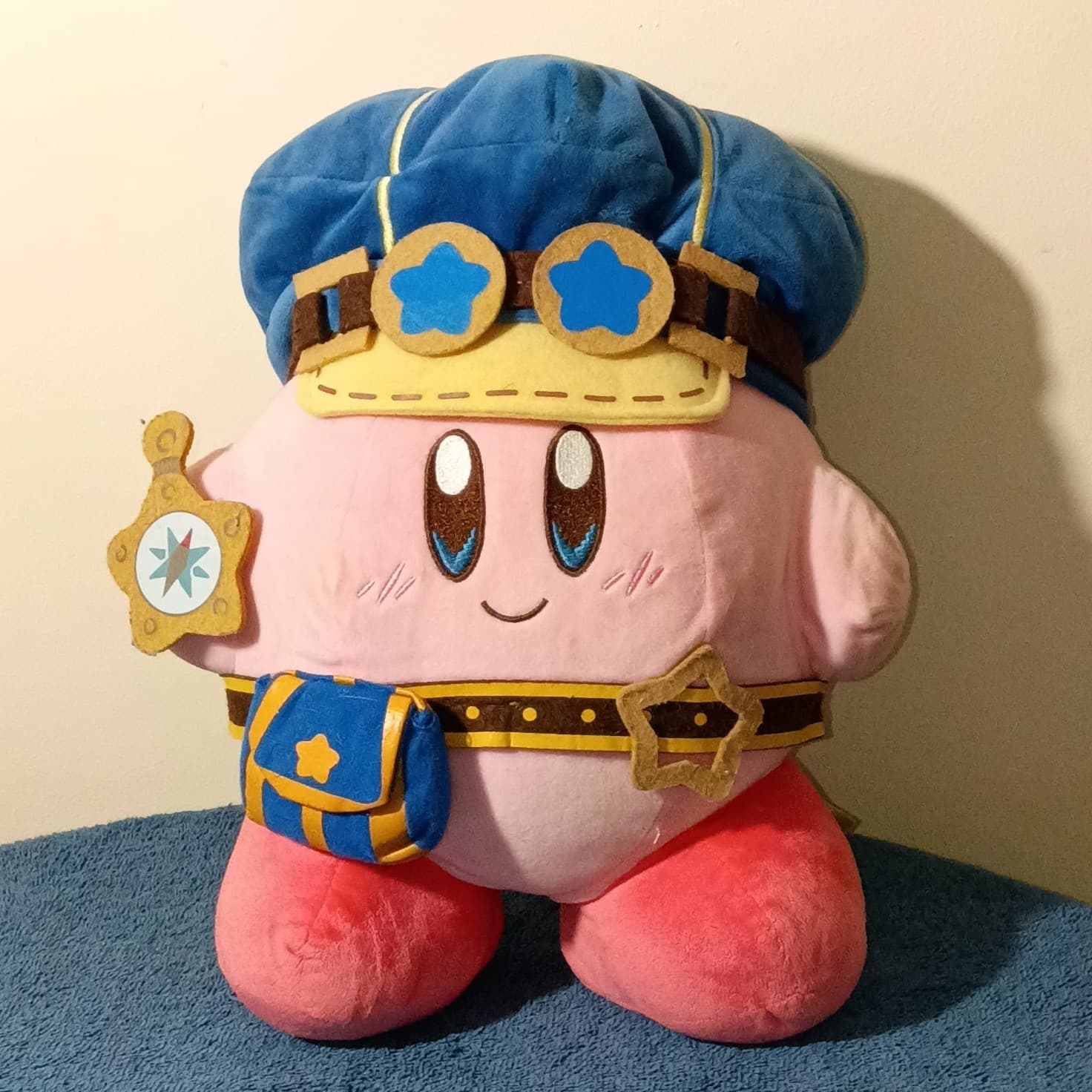 Kirby Plush Stuffed Animal Character Toy - Pink with Blue Hat Costume